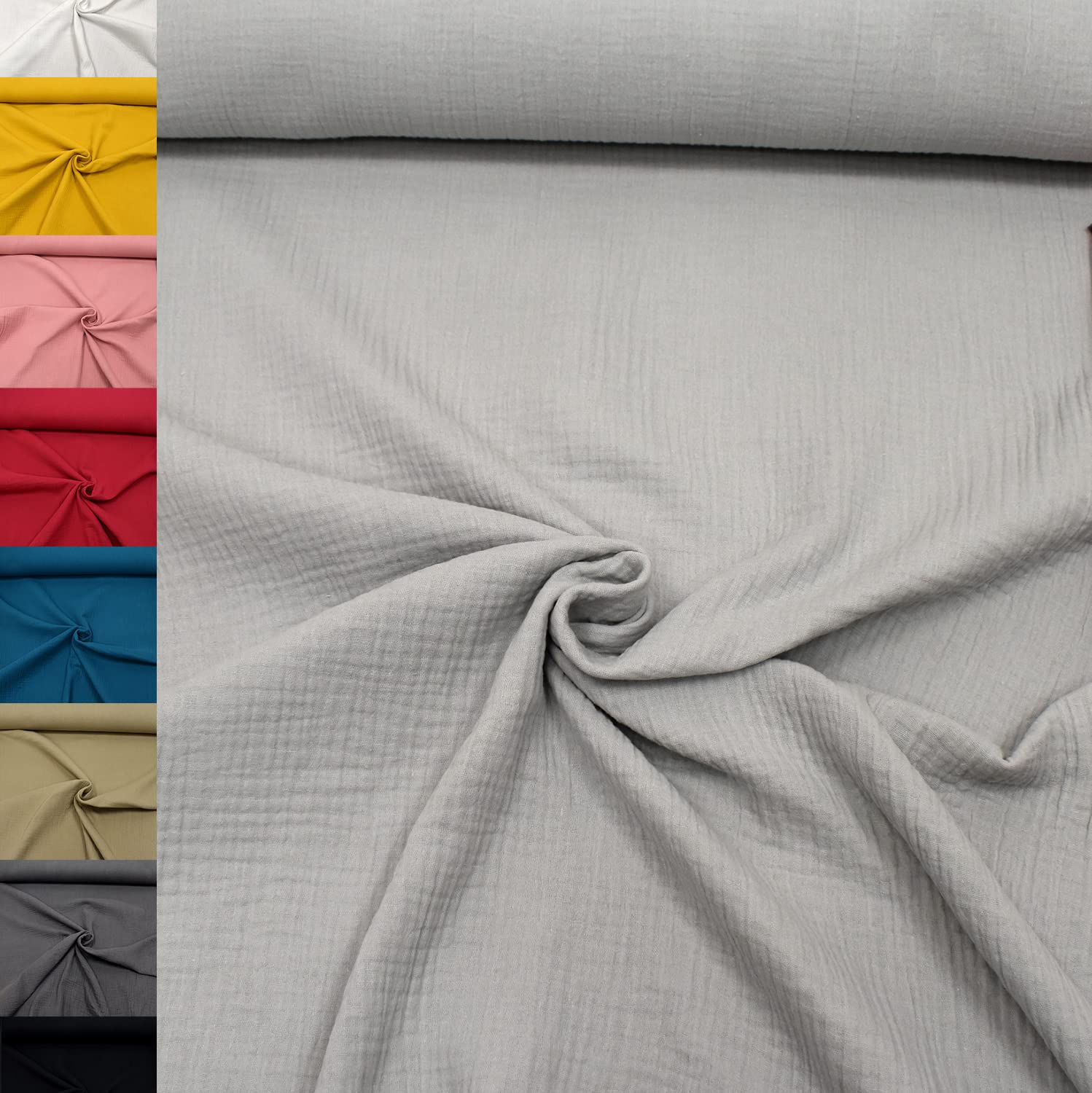 MAGAM-Stoffe Greta Musselin Stoff Double Gauze uni Oeko-Tex Meterware 50cm (07. Altrosa hell)