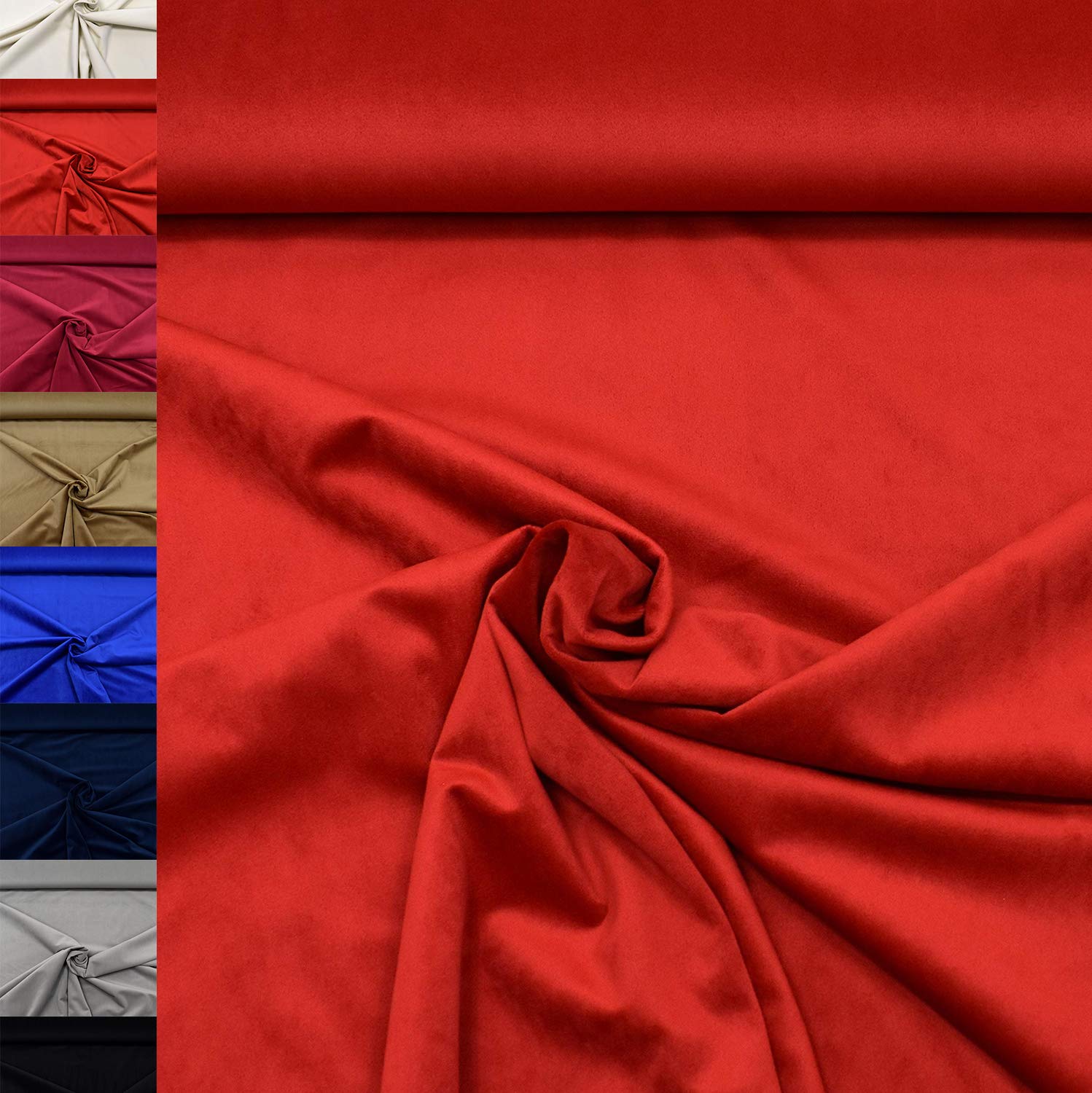 MAGAM-Stoffe Amira Samt Stoff strapazierfähig weich Kleidung Polster Meterware 50cm (04. Camel hell)