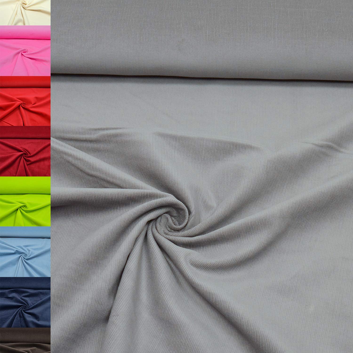 MAGAM-Stoffe Janus Feincord Stoff uni 100% Baumwolle Meterware 50cm (09. Delfin)