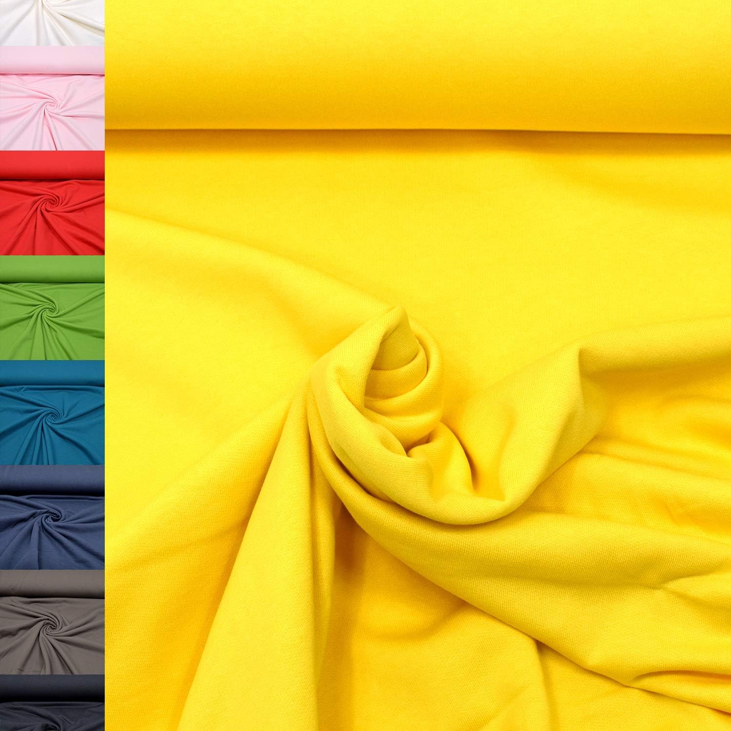 MAGAM-Stoffe Ben Sweatstoff Uni innen Angeraut und weich Meterware ab 50cm (03. Gelb)