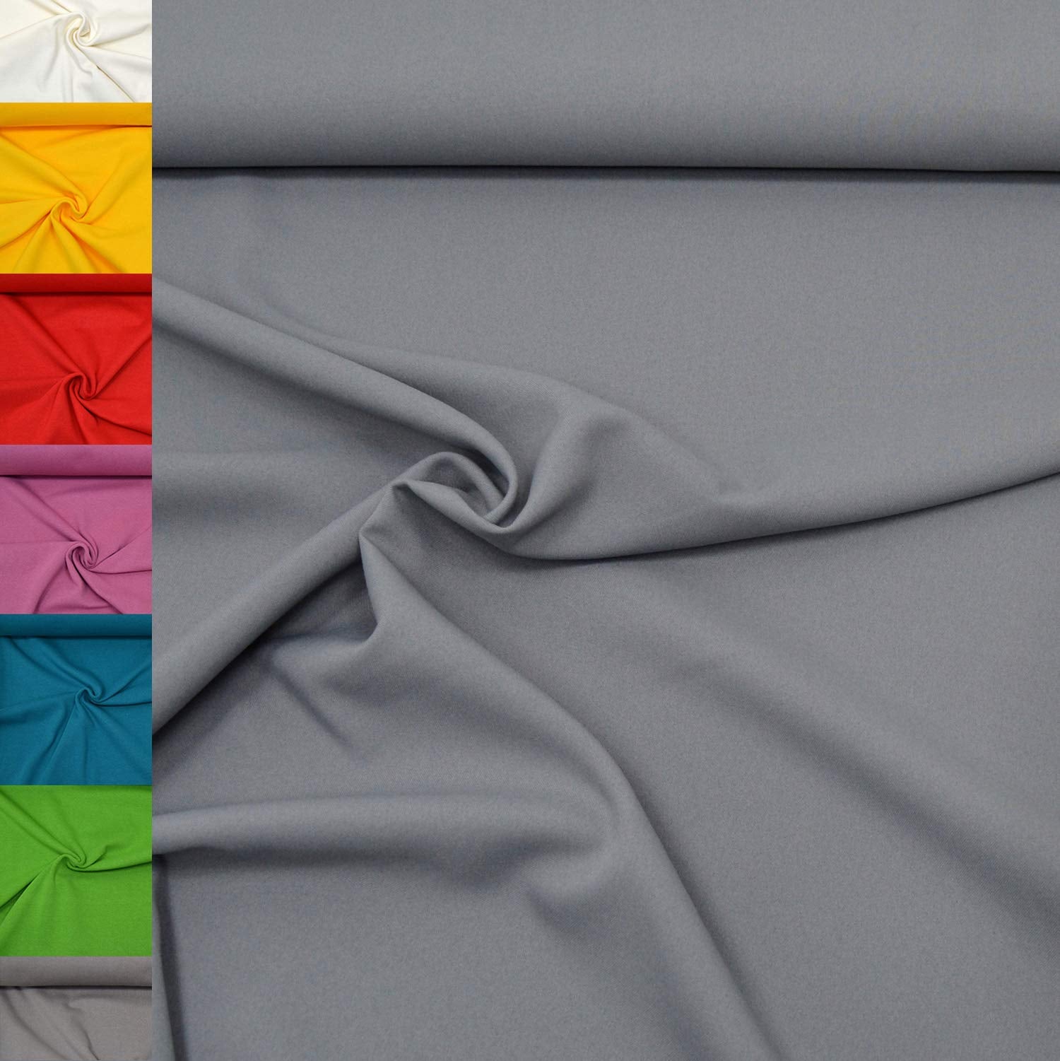 MAGAM-Stoffe 1m Mara Universal-Stoff uni Blickdicht Knitterarm Kostüm Tischdecken Dekostoff (01. Weiß)