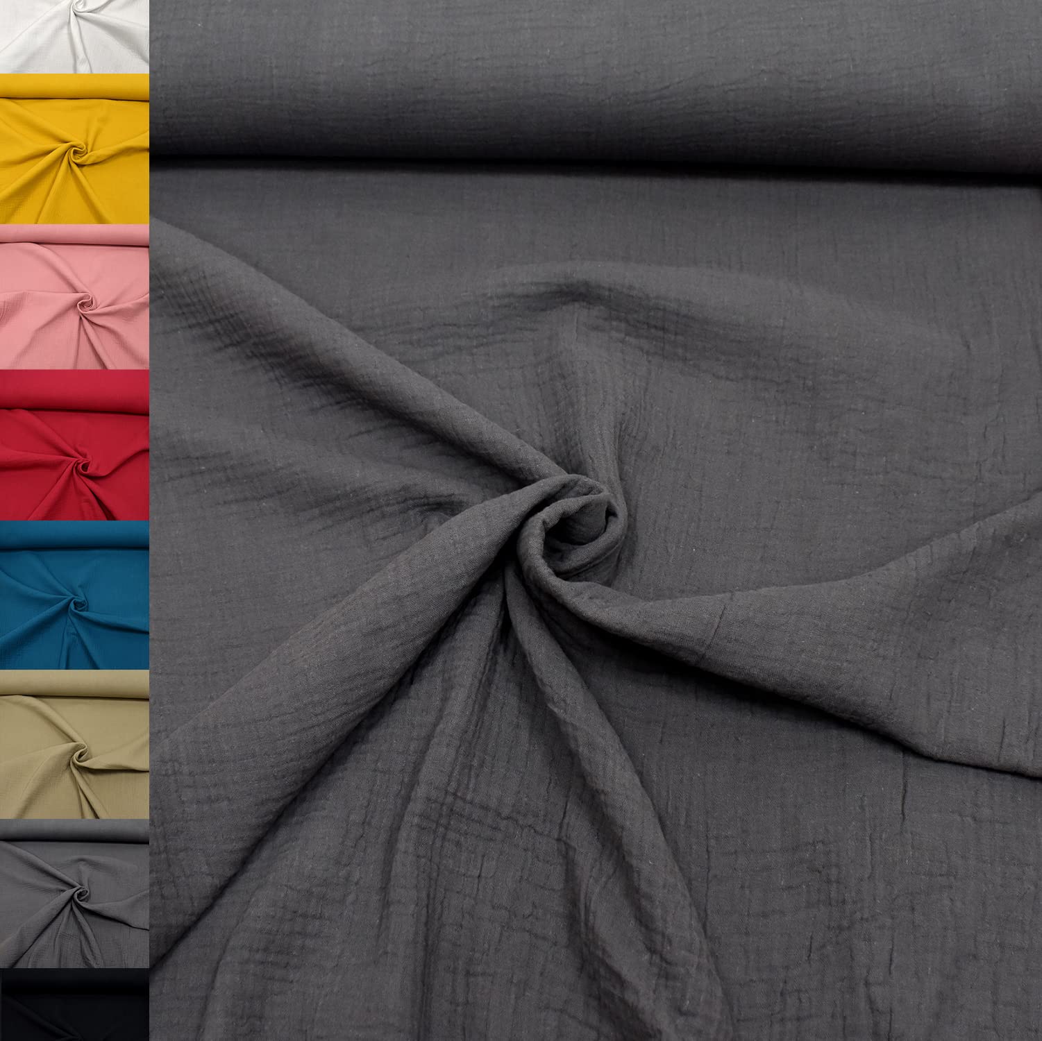 MAGAM-Stoffe Greta Musselin Stoff Double Gauze uni Oeko-Tex Meterware 50cm (07. Altrosa hell)