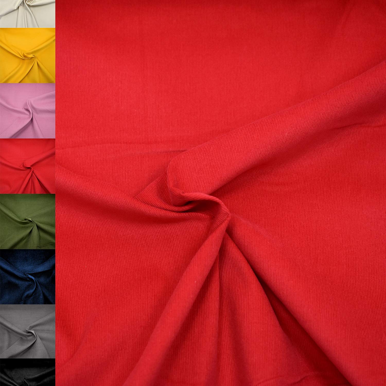 MAGAM-Stoffe Lasse Babycord Feincord Stoff uni 100% Baumwolle Meterware 50cm (07. Haselnuss-Grün)