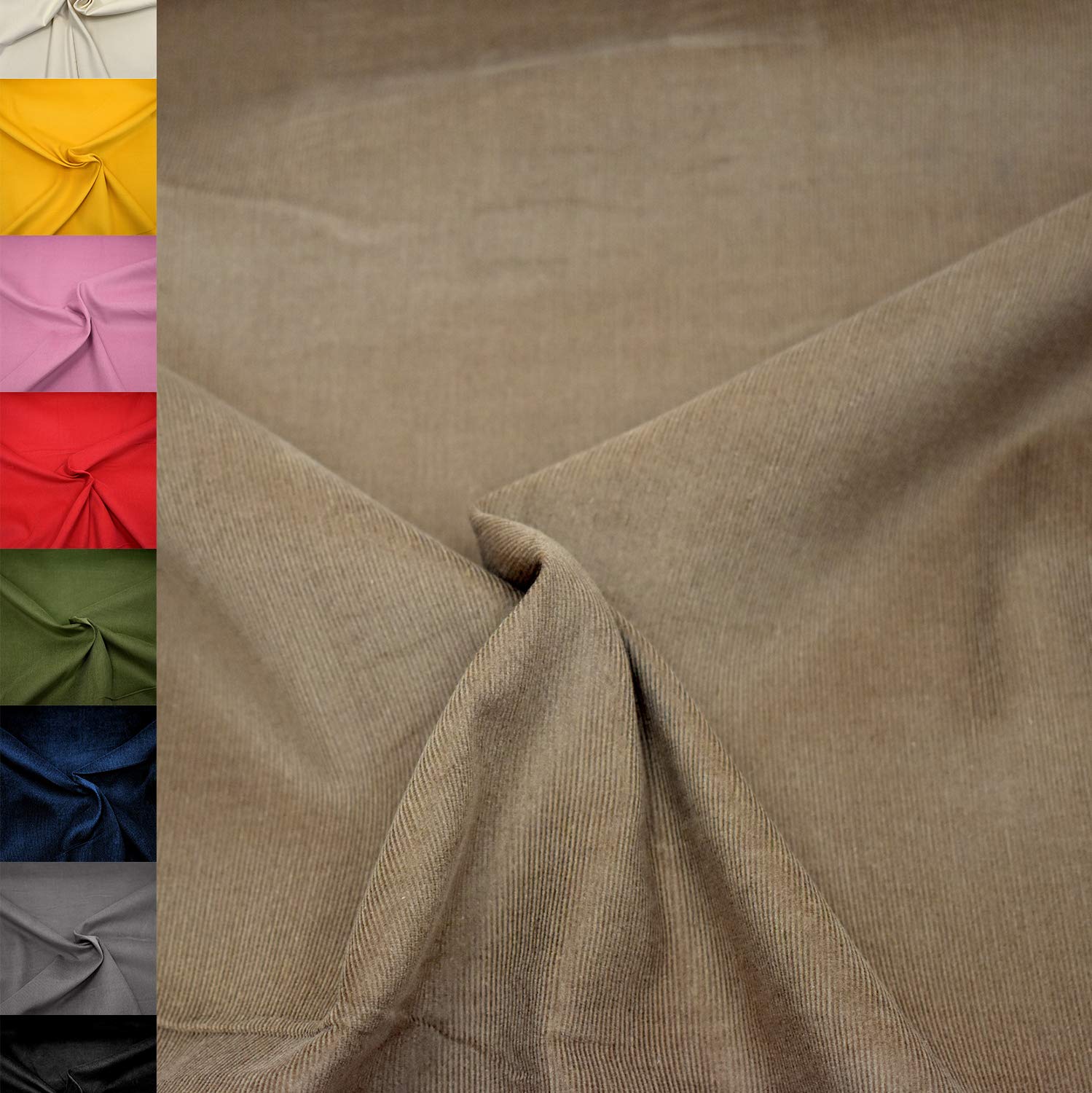 MAGAM-Stoffe Lasse Babycord Feincord Stoff uni 100% Baumwolle Meterware 50cm (07. Haselnuss-Grün)