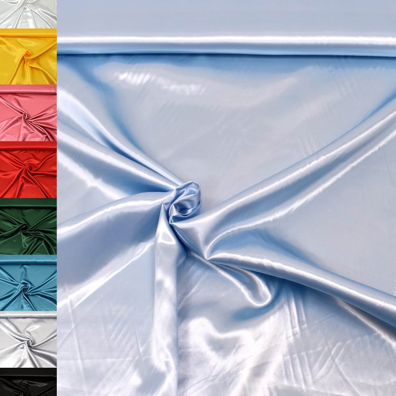 MAGAM-Stoffe 1m Estelle Satin Stoff uni ideal für Kleidung und Deko Meterware (22. Silber)