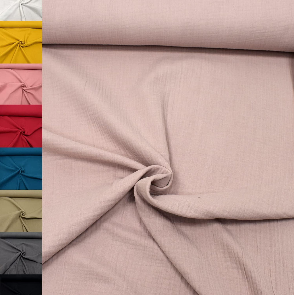 MAGAM-Stoffe Greta Musselin Stoff Double Gauze uni Oeko-Tex Meterware 50cm (07. Altrosa hell)