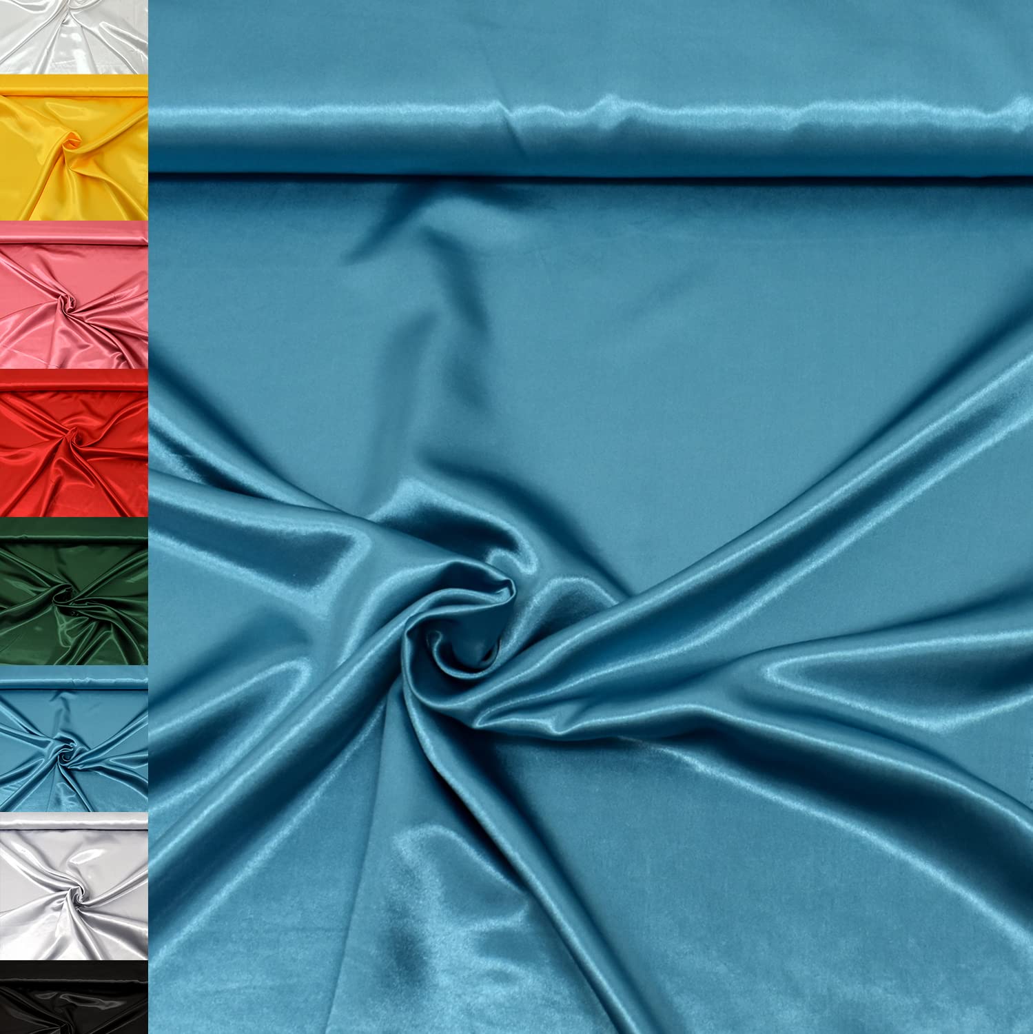 MAGAM-Stoffe 1m Estelle Satin Stoff uni ideal für Kleidung und Deko Meterware (22. Silber)