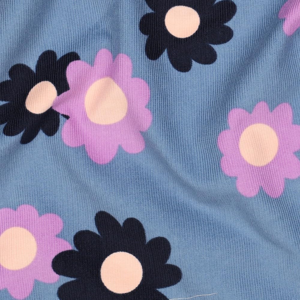 MAGAM-Stoffe Freya Babycord Feincord Stoff 100% Baumwolle Meterware 50cm (Große Blumen jeans)