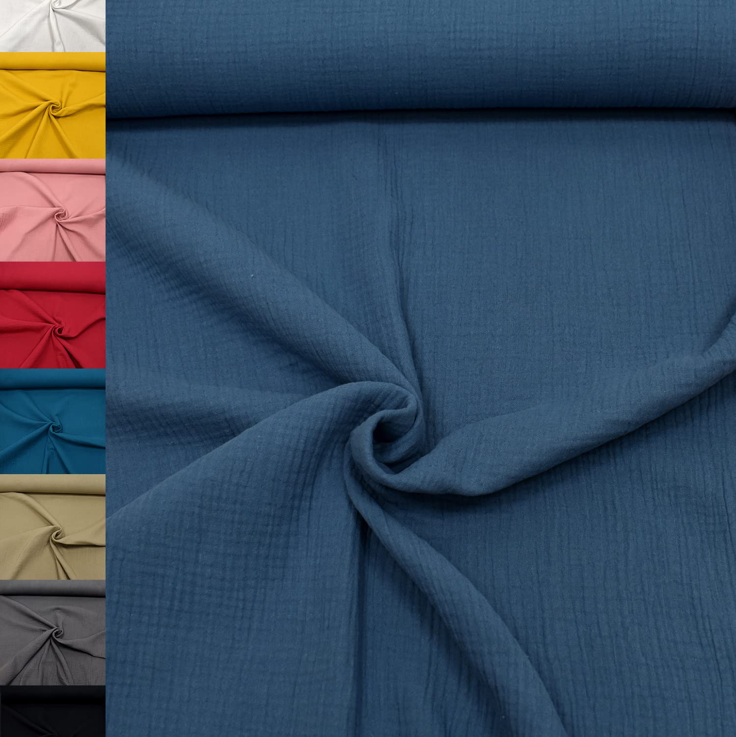 MAGAM-Stoffe Greta Musselin Stoff Double Gauze uni Oeko-Tex Meterware 50cm (07. Altrosa hell)