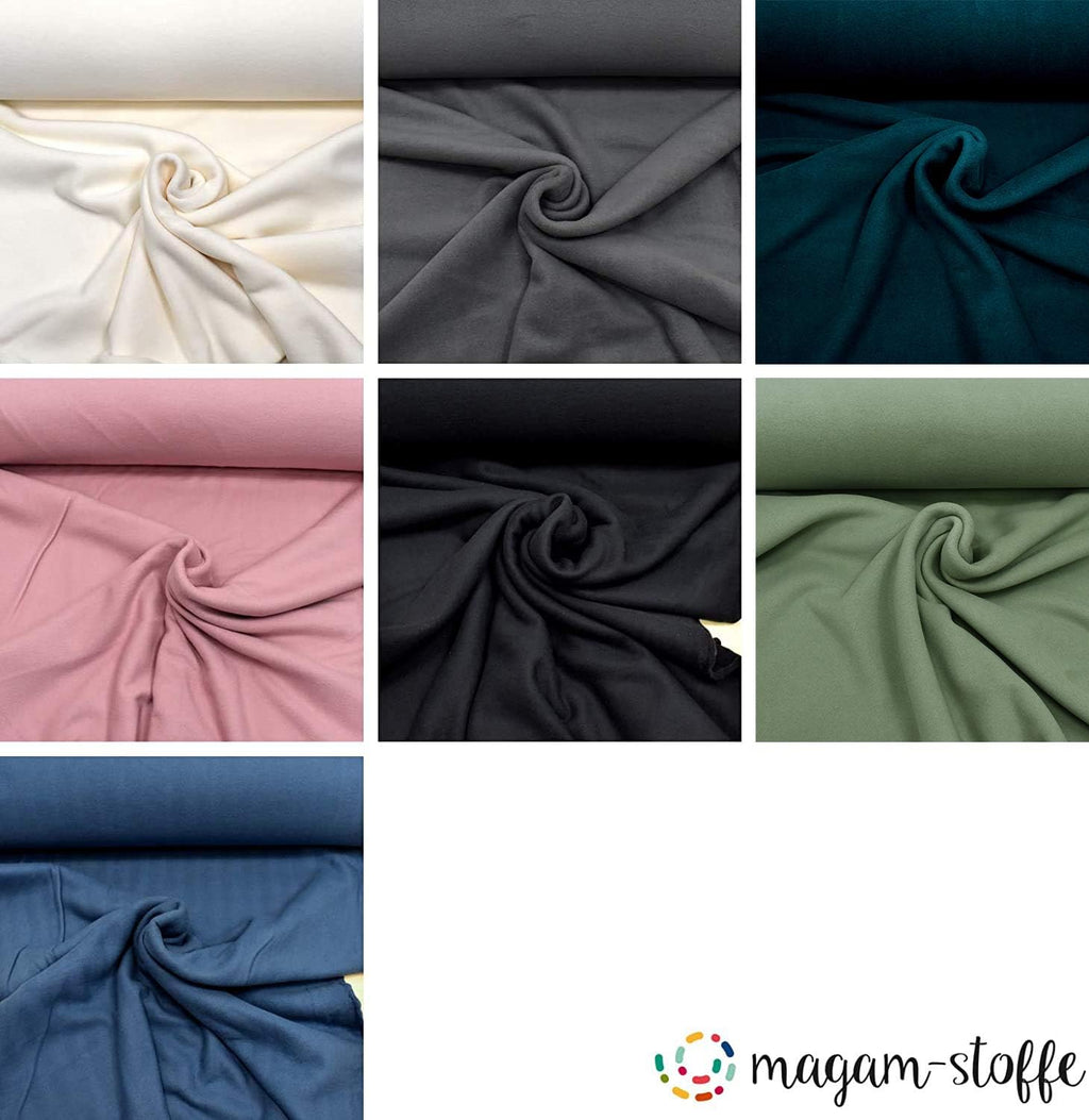 MAGAM-Stoffe Antonia Bio Fleece Stoff 100% Baumwolle Meterware 50cm (5. Petrol)