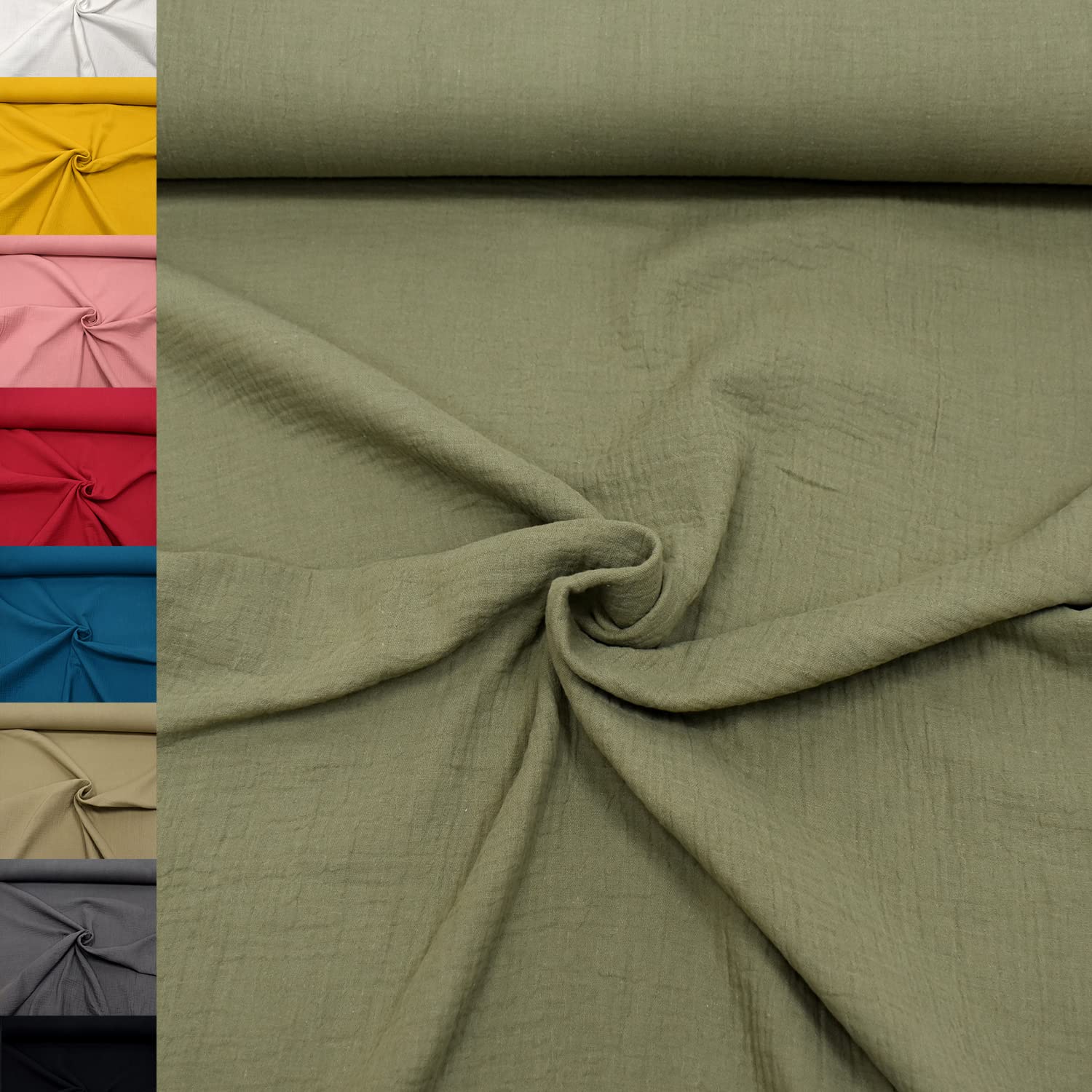 MAGAM-Stoffe Greta Musselin Stoff Double Gauze uni Oeko-Tex Meterware 50cm (07. Altrosa hell)