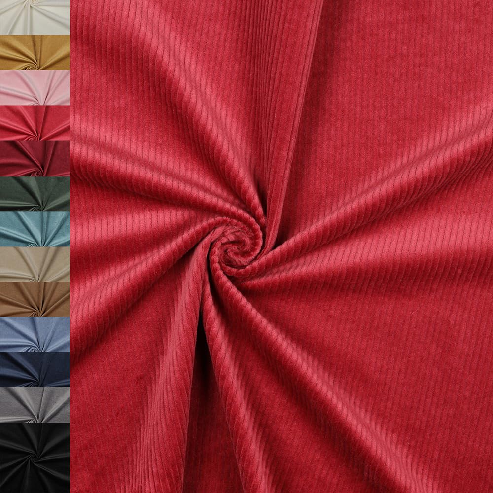 MAGAM-Stoffe Leoni Stretch Breitcord Cordstoff Bekleidung Möbel Meterware 50cm (01. Natur weiß)