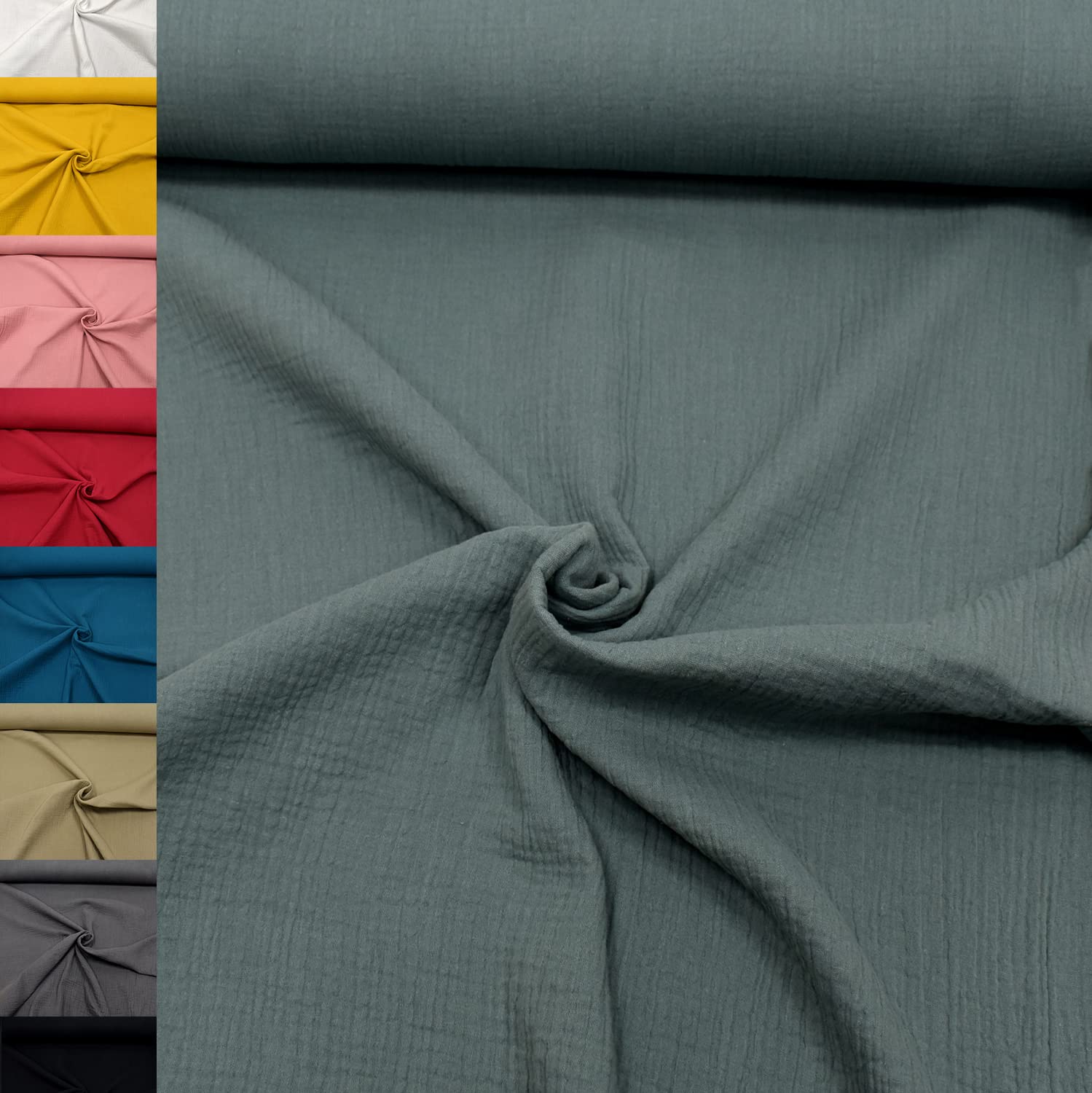 MAGAM-Stoffe Greta Musselin Stoff Double Gauze uni Oeko-Tex Meterware 50cm (07. Altrosa hell)