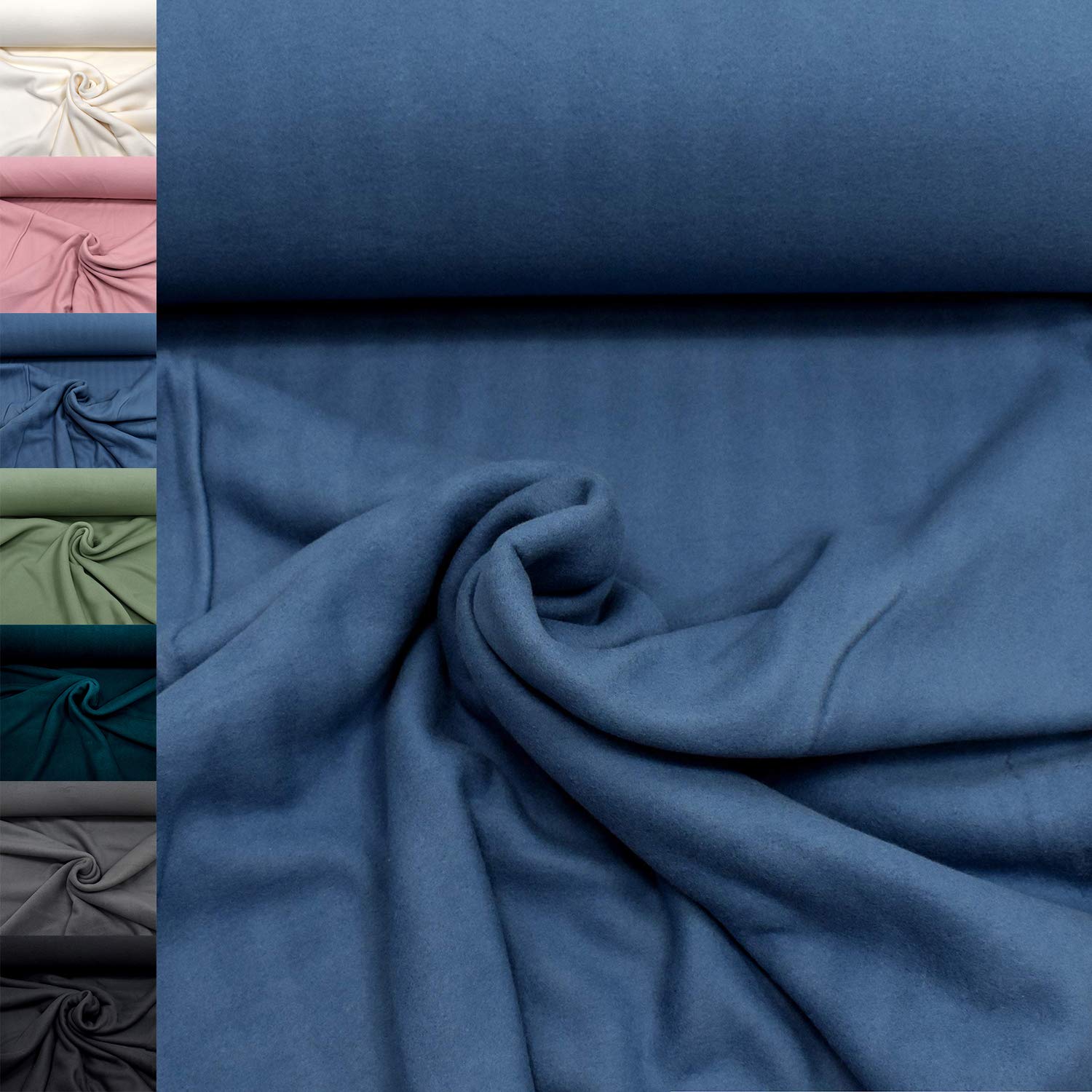 MAGAM-Stoffe Antonia Bio Fleece Stoff 100% Baumwolle Meterware 50cm (5. Petrol)