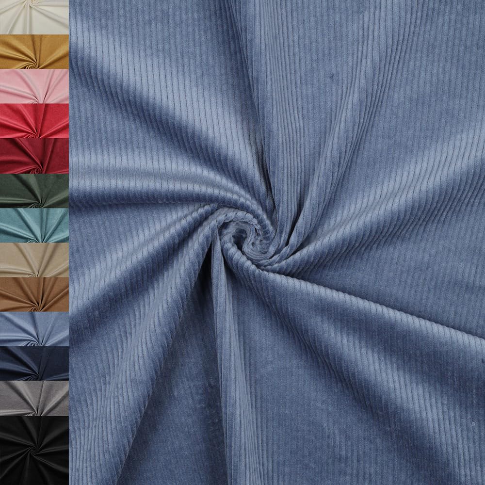 MAGAM-Stoffe Leoni Stretch Breitcord Cordstoff Bekleidung Möbel Meterware 50cm (01. Natur weiß)