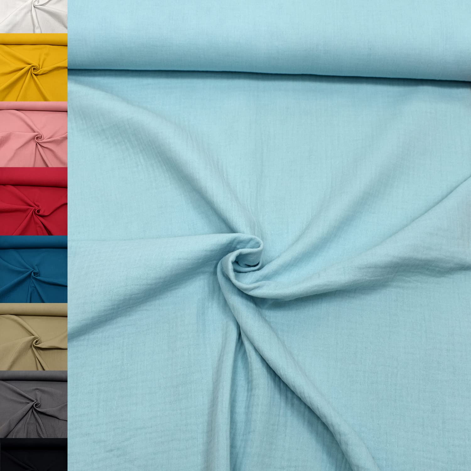 MAGAM-Stoffe Greta Musselin Stoff Double Gauze uni Oeko-Tex Meterware 50cm (07. Altrosa hell)