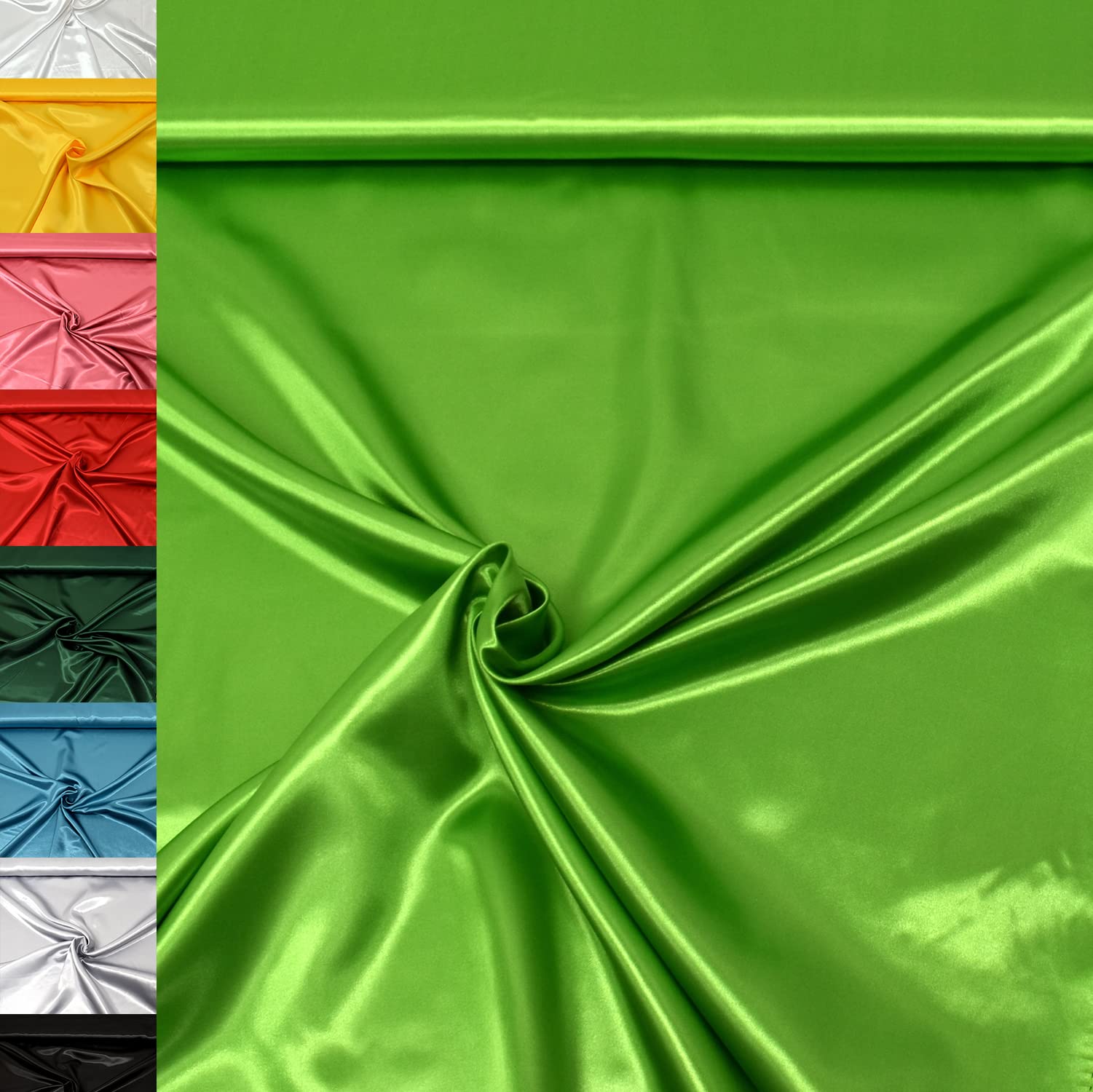 MAGAM-Stoffe 1m Estelle Satin Stoff uni ideal für Kleidung und Deko Meterware (22. Silber)