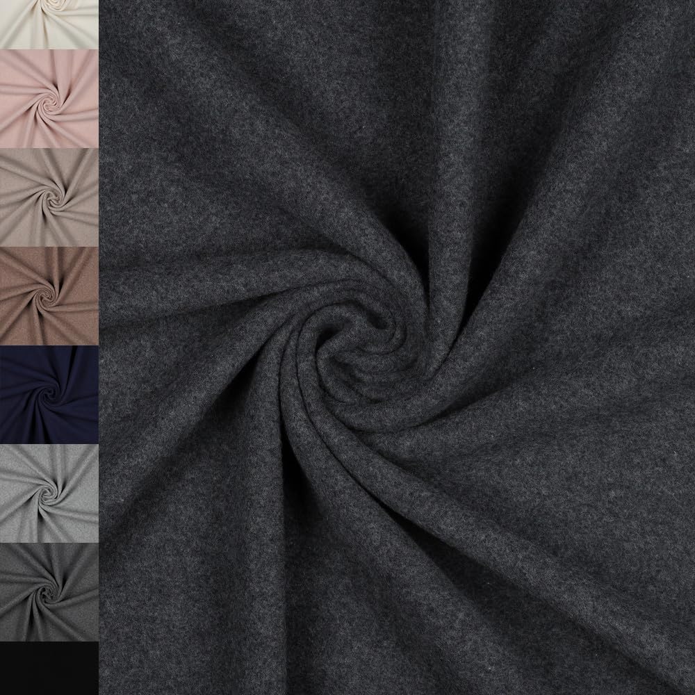 MAGAM-Stoffe Frieda Bio Fleece Stoff 100% Baumwolle Meterware 50cm (01. Natur weiß)