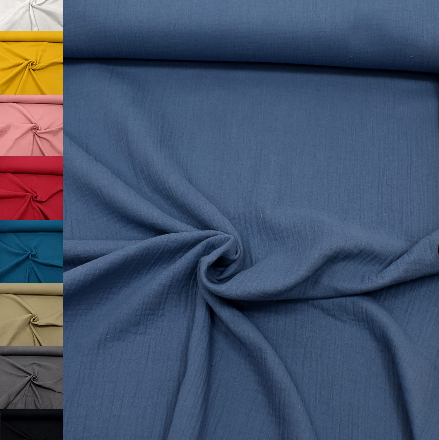 MAGAM-Stoffe Greta Musselin Stoff Double Gauze uni Oeko-Tex Meterware 50cm (07. Altrosa hell)