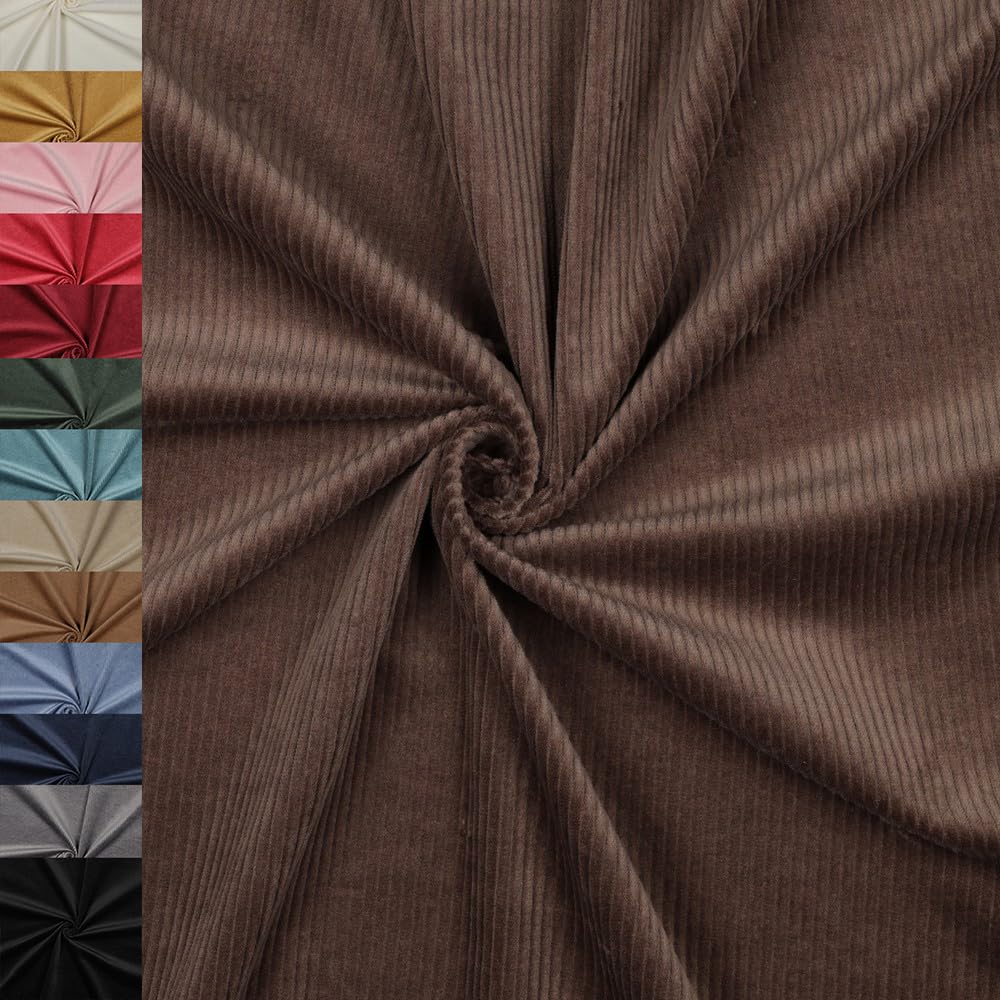 MAGAM-Stoffe Leoni Stretch Breitcord Cordstoff Bekleidung Möbel Meterware 50cm (01. Natur weiß)