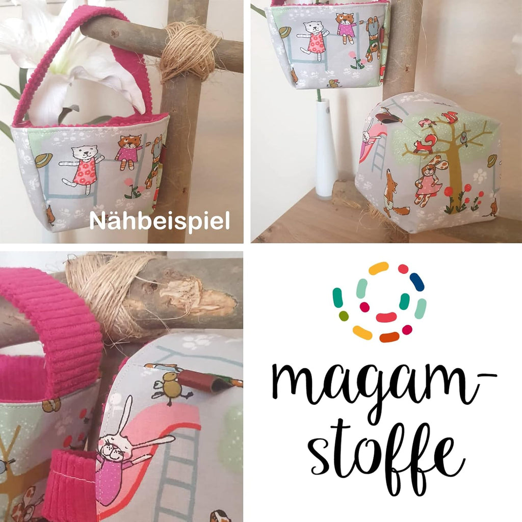 MAGAM-Stoffe Tiere auf dem Spielplatz Baumwollstoff Kinderstoff Oeko-Tex Meterware 50cm (Mint)
