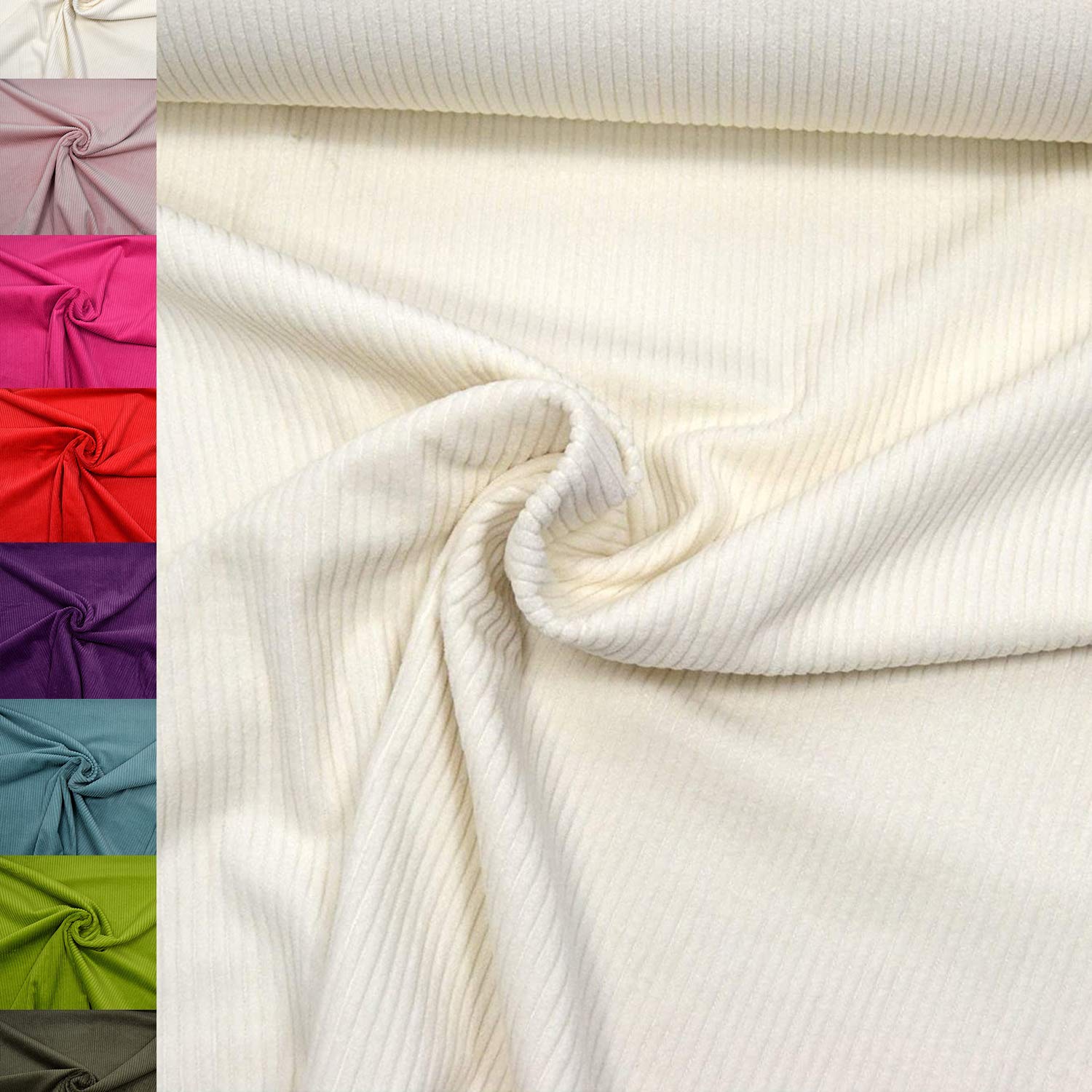 MAGAM-Stoffe Yanis Breitcord Cordstoff 100% Baumwolle Bekleidung Möbel Meterware 50cm (01. Warm gelb)