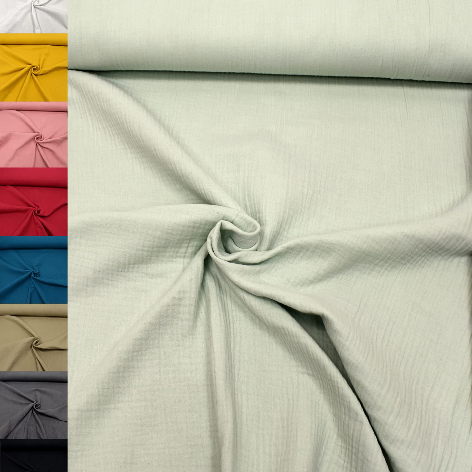 MAGAM-Stoffe Greta Musselin Stoff Double Gauze uni Oeko-Tex Meterware 50cm (07. Altrosa hell)