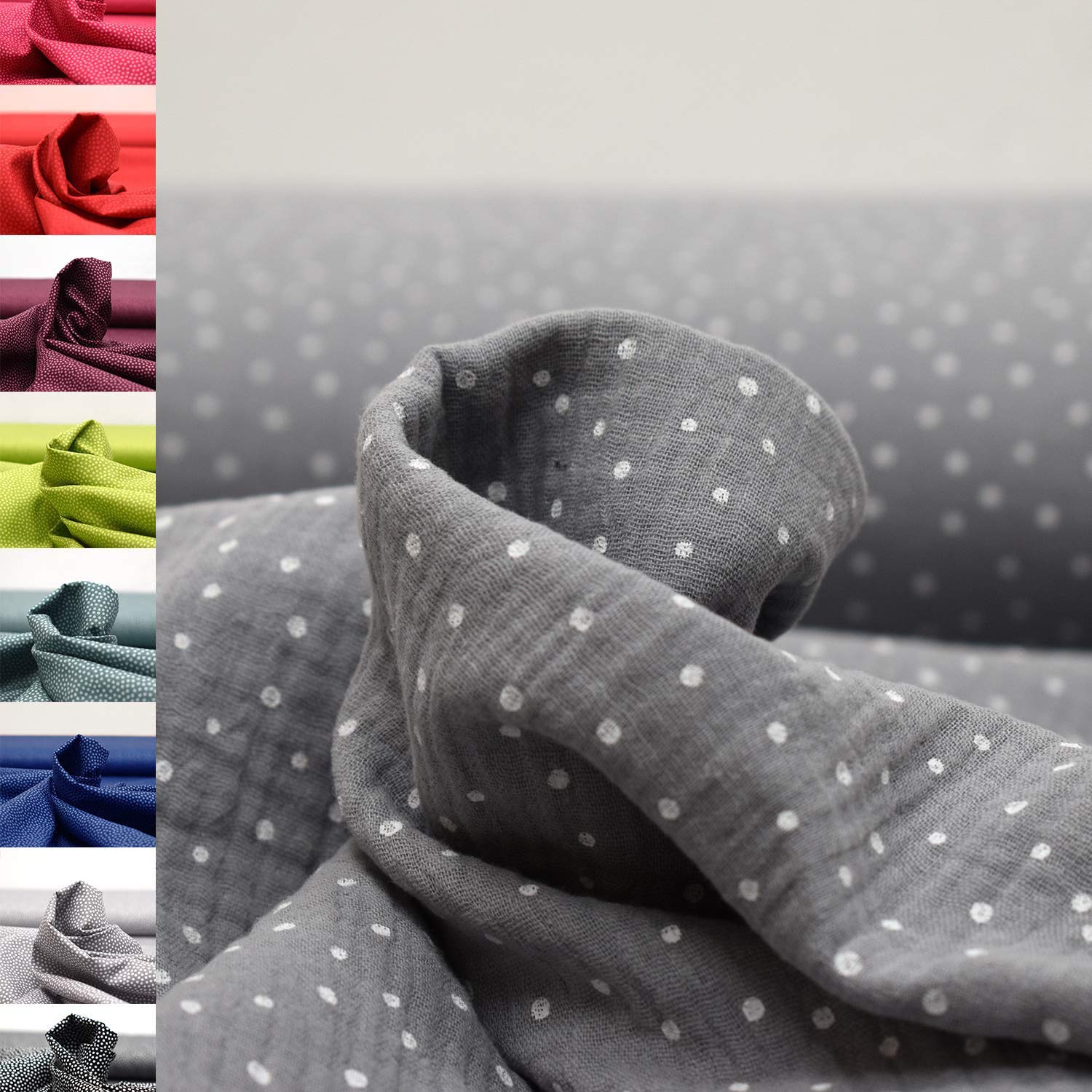 MAGAM-Stoffe Paul Musselin Mulltuch Kinder Baumwollstoff Oeko-Tex Meterware 50cm (Haselnuss & bunte Blätter)