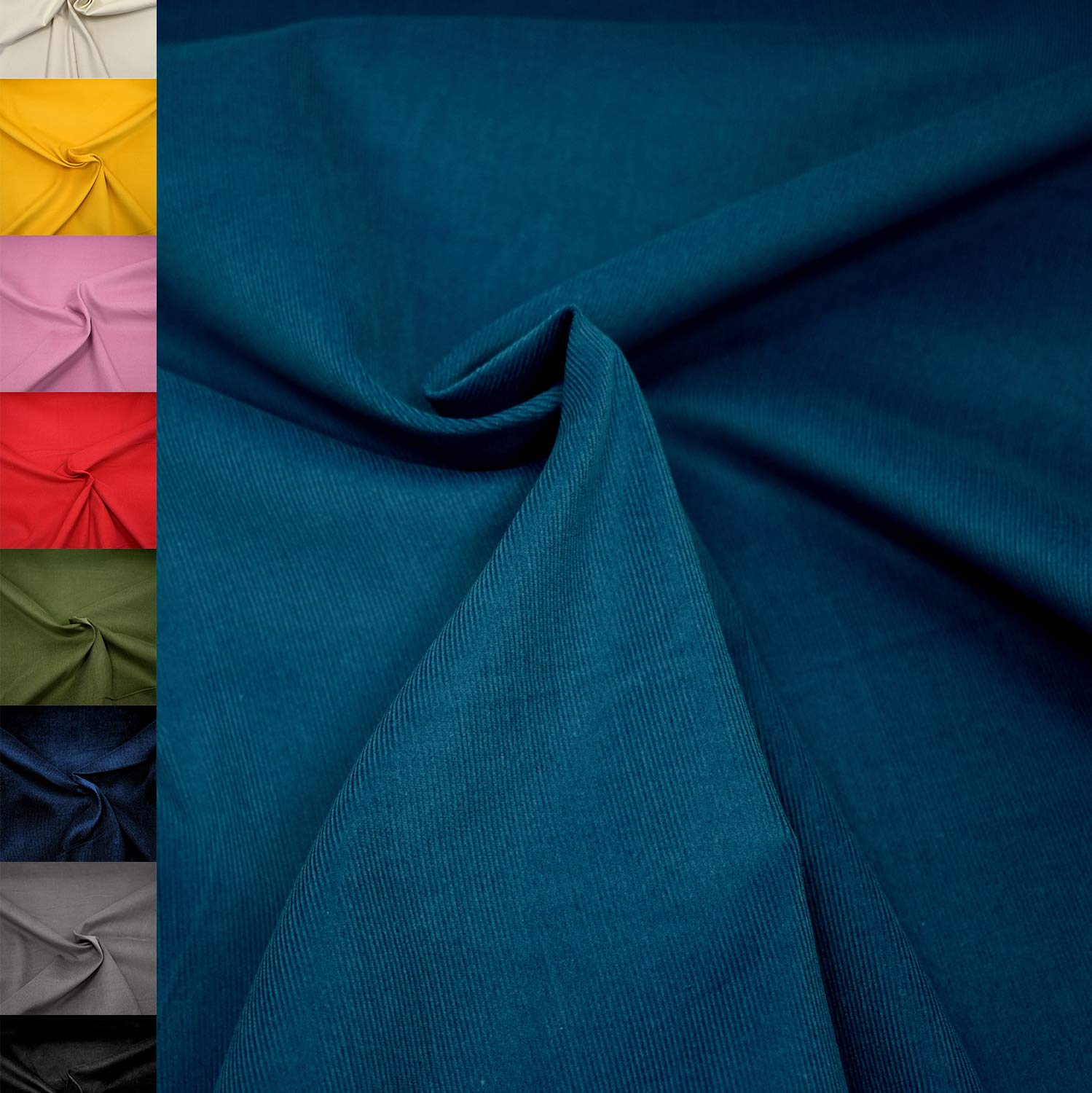 MAGAM-Stoffe Lasse Babycord Feincord Stoff uni 100% Baumwolle Meterware 50cm (07. Haselnuss-Grün)