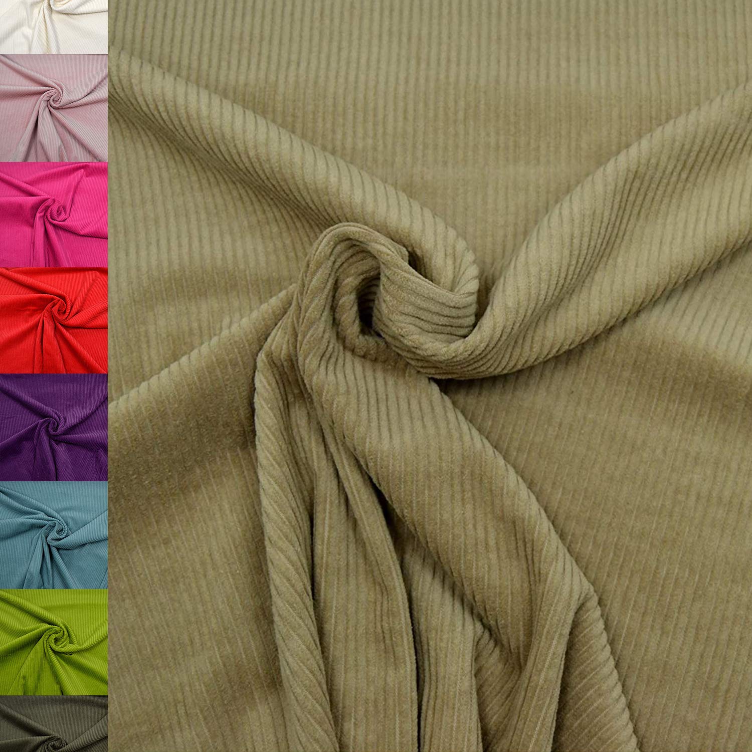 MAGAM-Stoffe Yanis Breitcord Cordstoff 100% Baumwolle Bekleidung Möbel Meterware 50cm (01. Warm gelb)