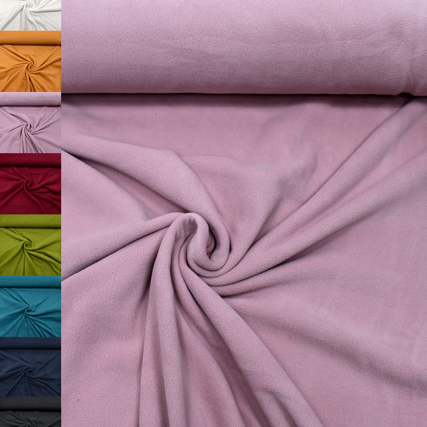 MAGAM-Stoffe Lisa Micro-Fleece Stoff uni Antipilling Meterware 50cm (06. Rot)