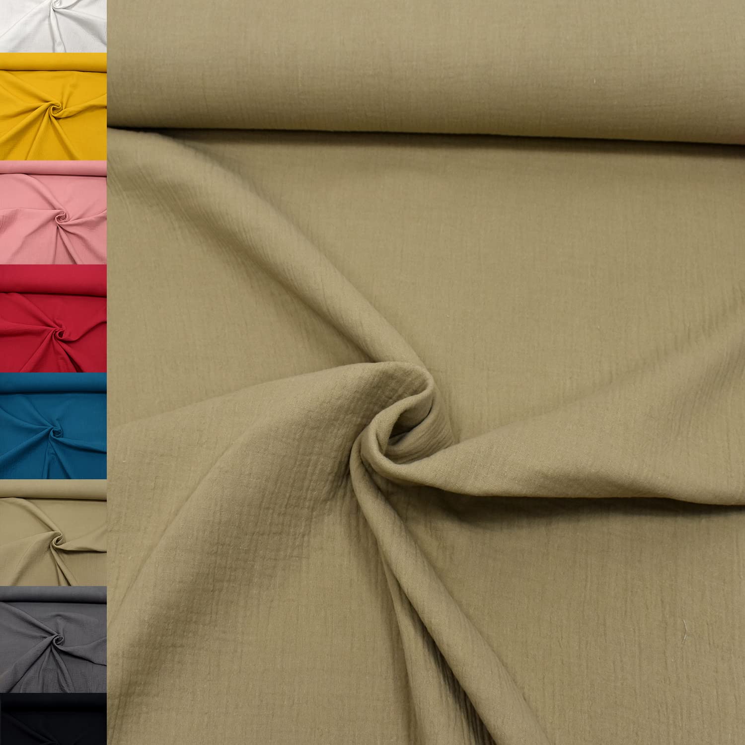 MAGAM-Stoffe Greta Musselin Stoff Double Gauze uni Oeko-Tex Meterware 50cm (07. Altrosa hell)