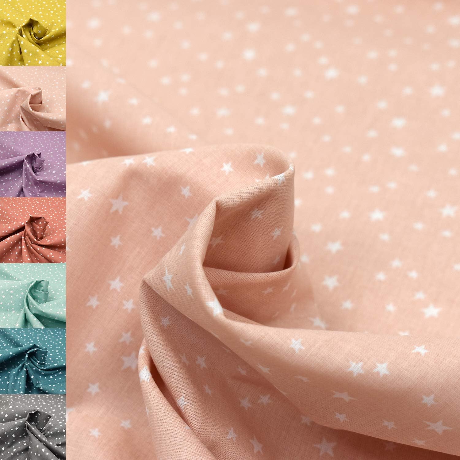 MAGAM-Stoffe Sterne William Kinder Baumwollstoff Oeko-Tex Meterware 50cm (Pfirsich-Rosa)