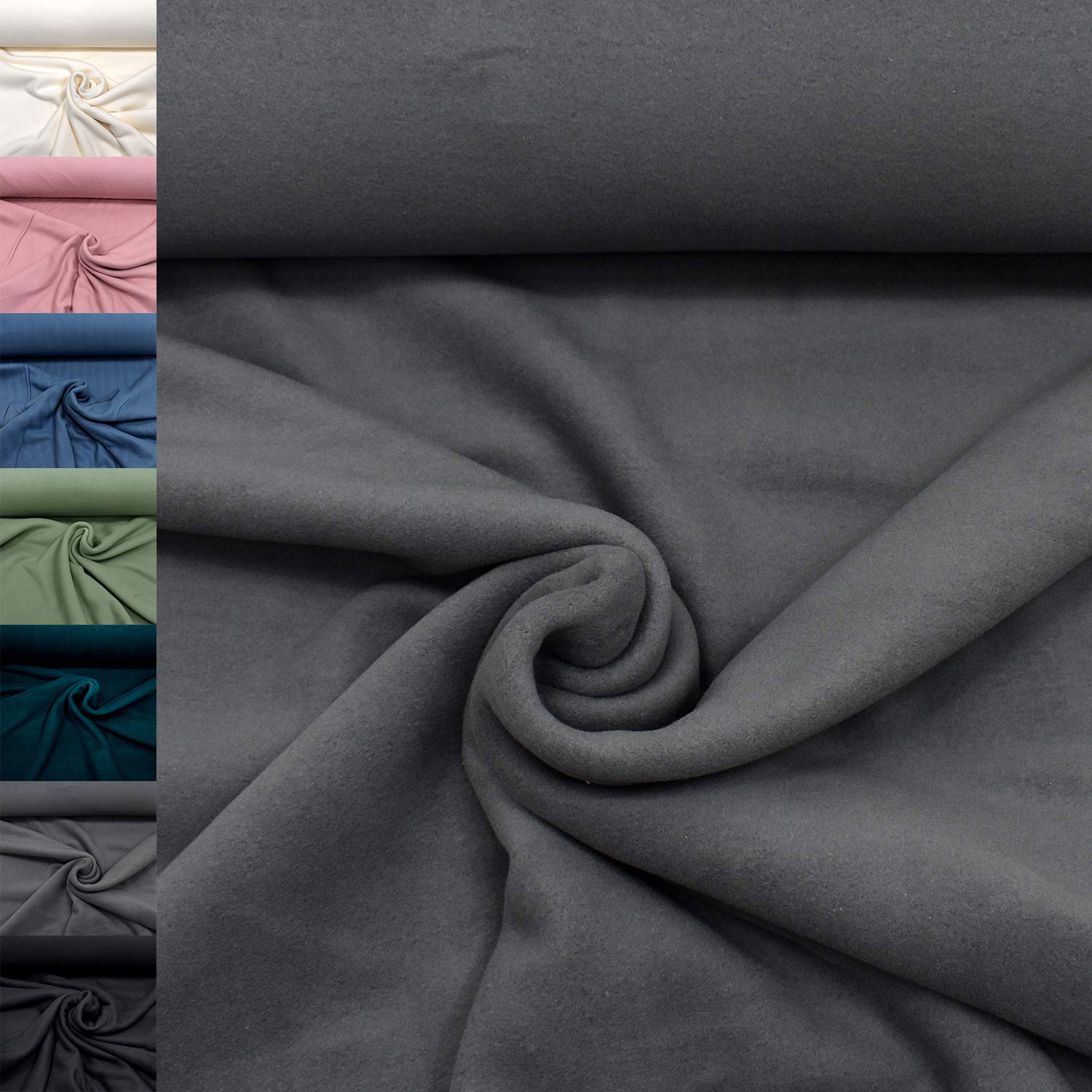 MAGAM-Stoffe Antonia Bio Fleece Stoff 100% Baumwolle Meterware 50cm (5. Petrol)