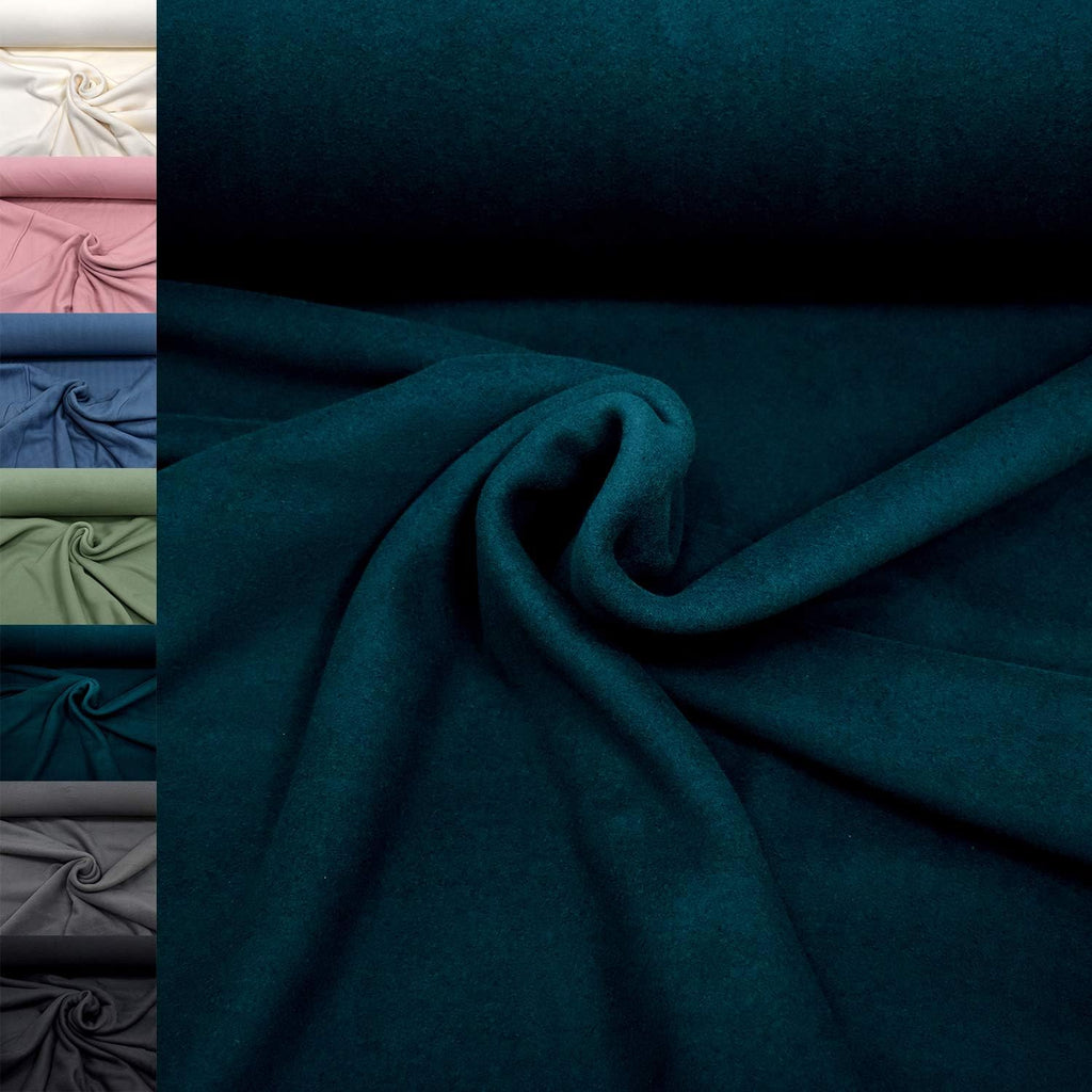 MAGAM-Stoffe Antonia Bio Fleece Stoff 100% Baumwolle Meterware 50cm (5. Petrol)