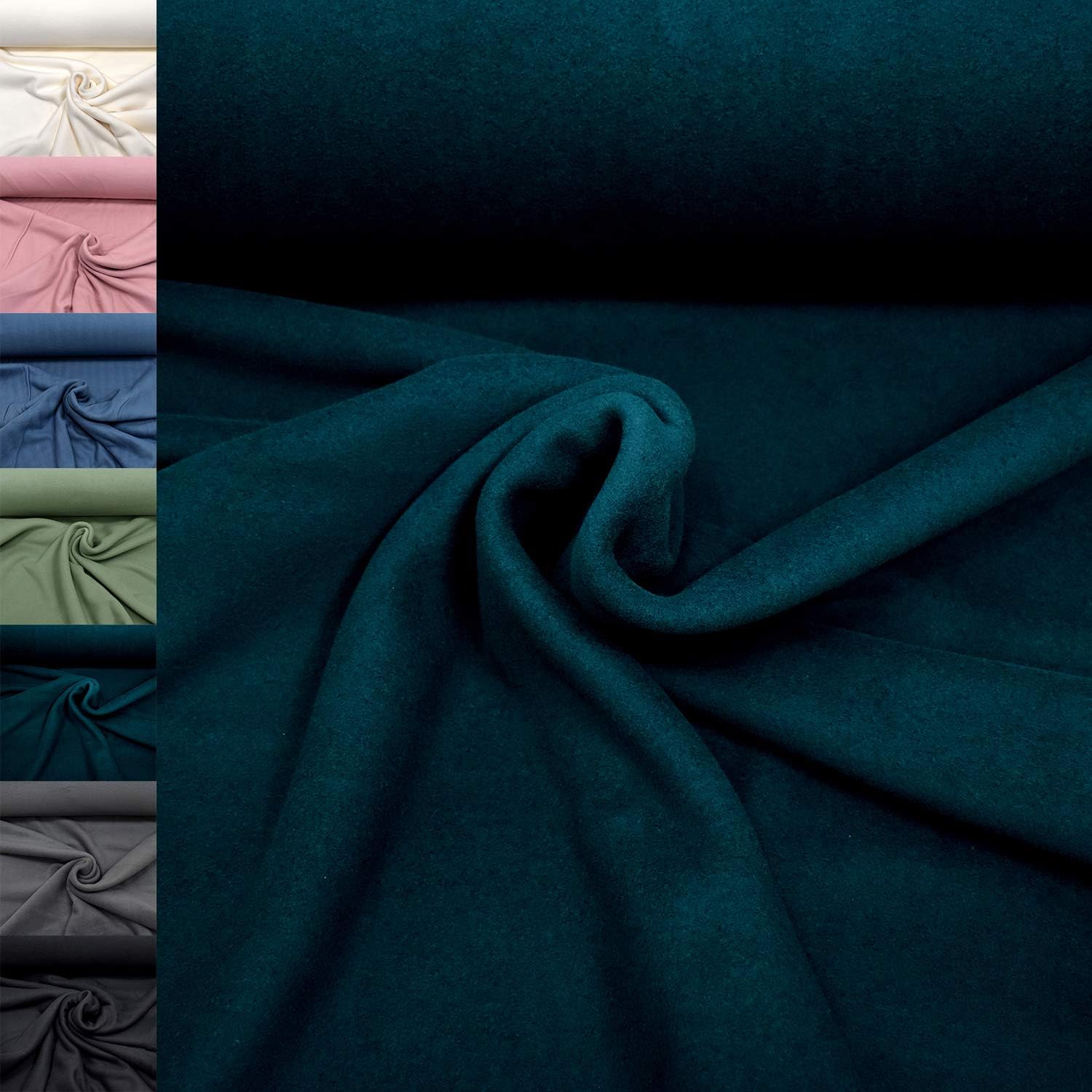 MAGAM-Stoffe Antonia Bio Fleece Stoff 100% Baumwolle Meterware 50cm (5. Petrol)