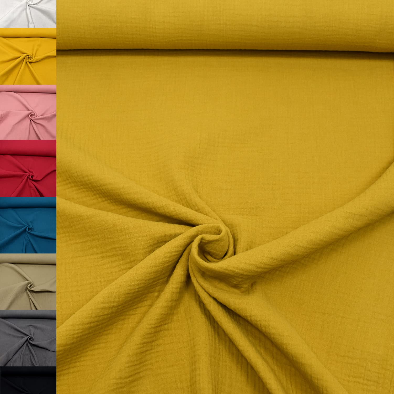 MAGAM-Stoffe Greta Musselin Stoff Double Gauze uni Oeko-Tex Meterware 50cm (07. Altrosa hell)