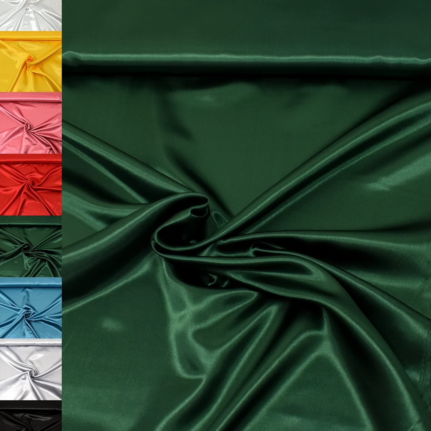 MAGAM-Stoffe 1m Estelle Satin Stoff uni ideal für Kleidung und Deko Meterware (22. Silber)