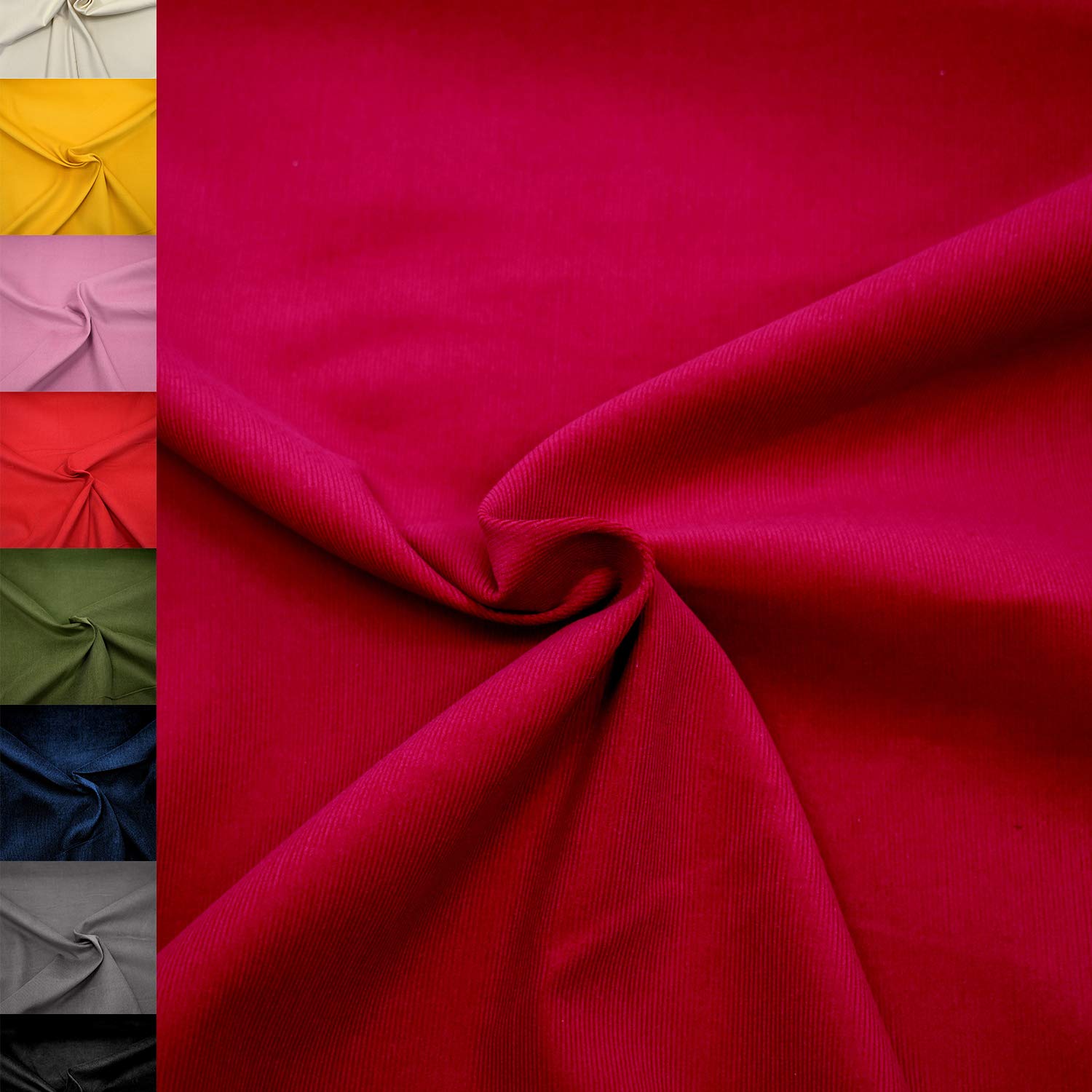 MAGAM-Stoffe Lasse Babycord Feincord Stoff uni 100% Baumwolle Meterware 50cm (07. Haselnuss-Grün)