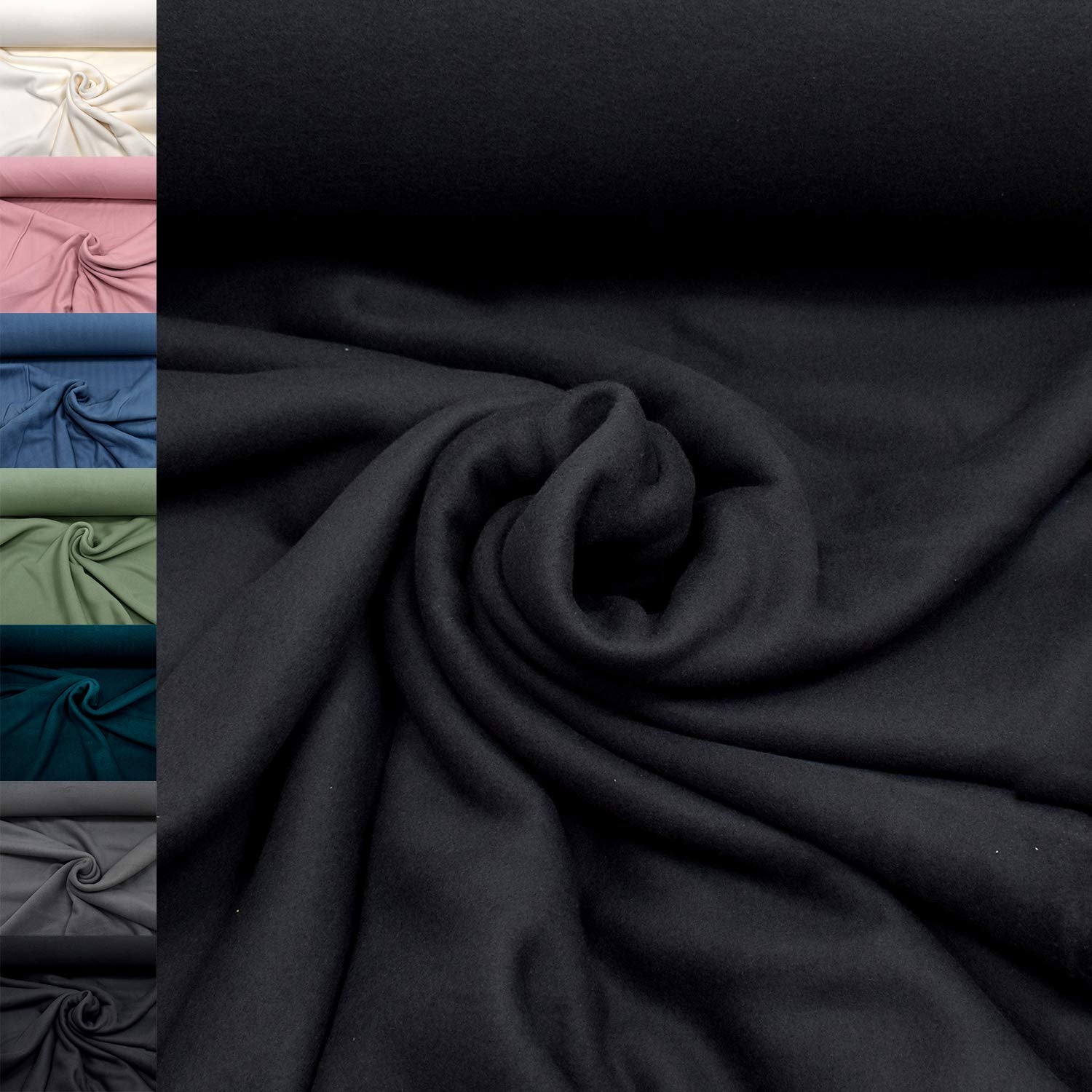 MAGAM-Stoffe Antonia Bio Fleece Stoff 100% Baumwolle Meterware 50cm (5. Petrol)