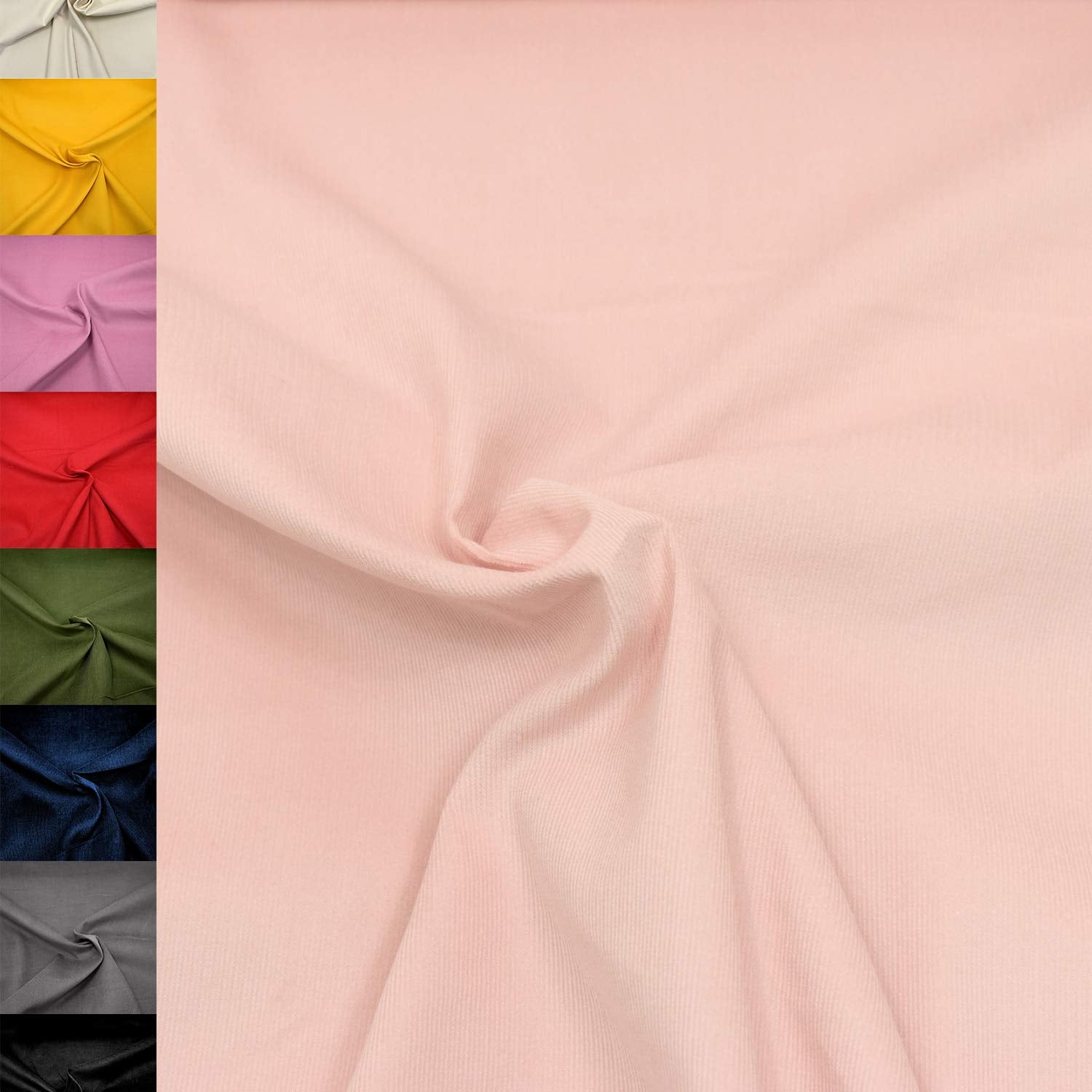 MAGAM-Stoffe Lasse Babycord Feincord Stoff uni 100% Baumwolle Meterware 50cm (07. Haselnuss-Grün)