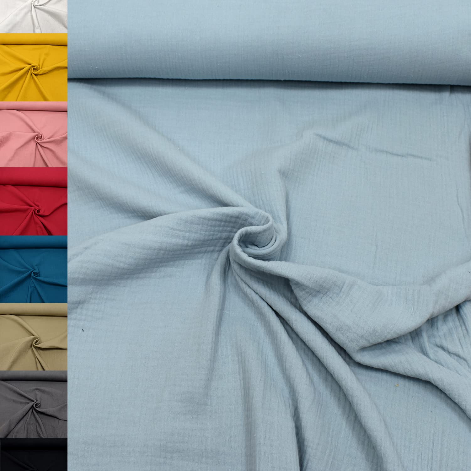 MAGAM-Stoffe Greta Musselin Stoff Double Gauze uni Oeko-Tex Meterware 50cm (07. Altrosa hell)