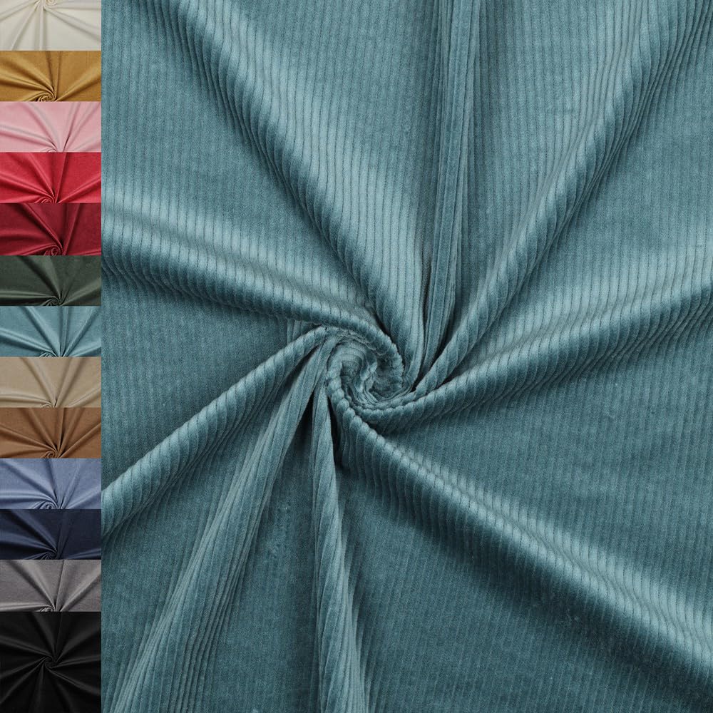 MAGAM-Stoffe Leoni Stretch Breitcord Cordstoff Bekleidung Möbel Meterware 50cm (01. Natur weiß)