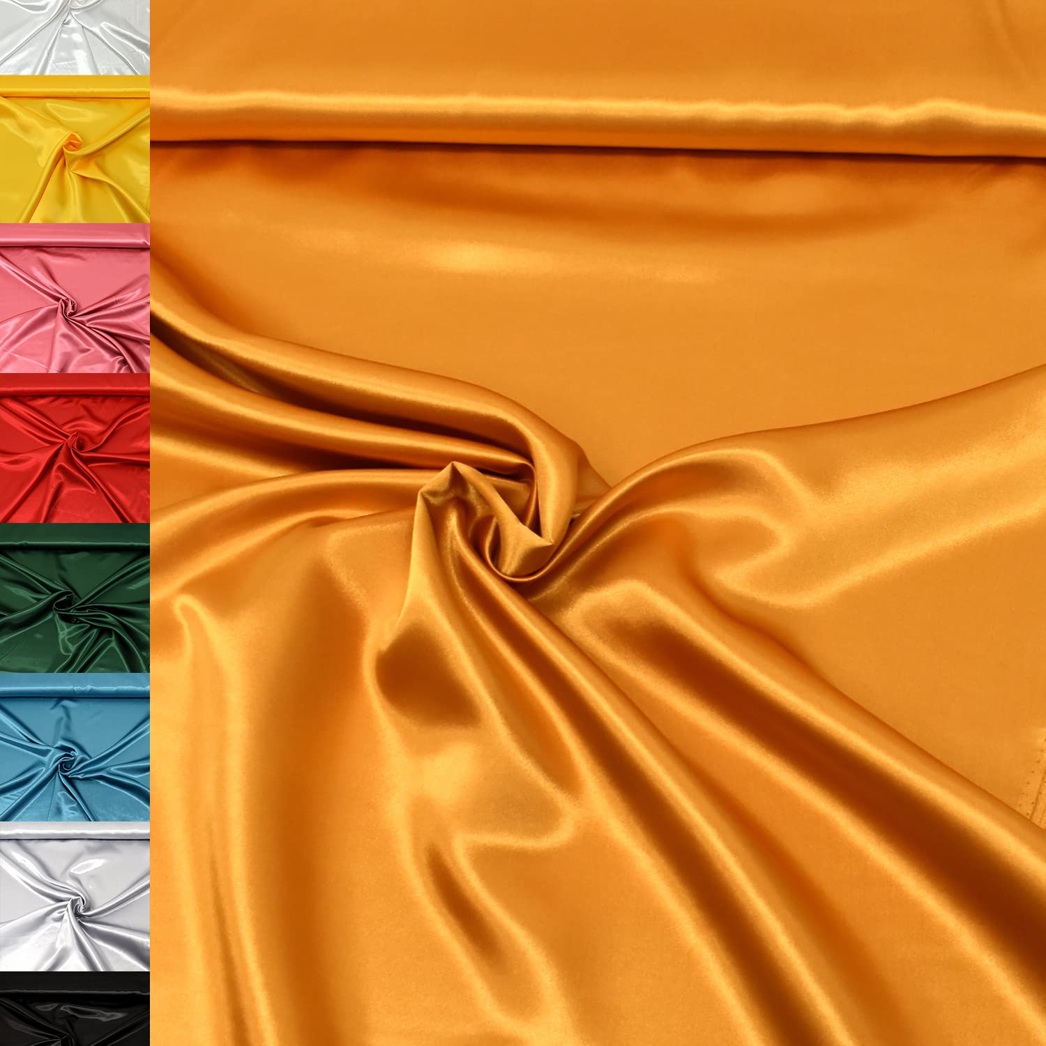 MAGAM-Stoffe 1m Estelle Satin Stoff uni ideal für Kleidung und Deko Meterware (22. Silber)