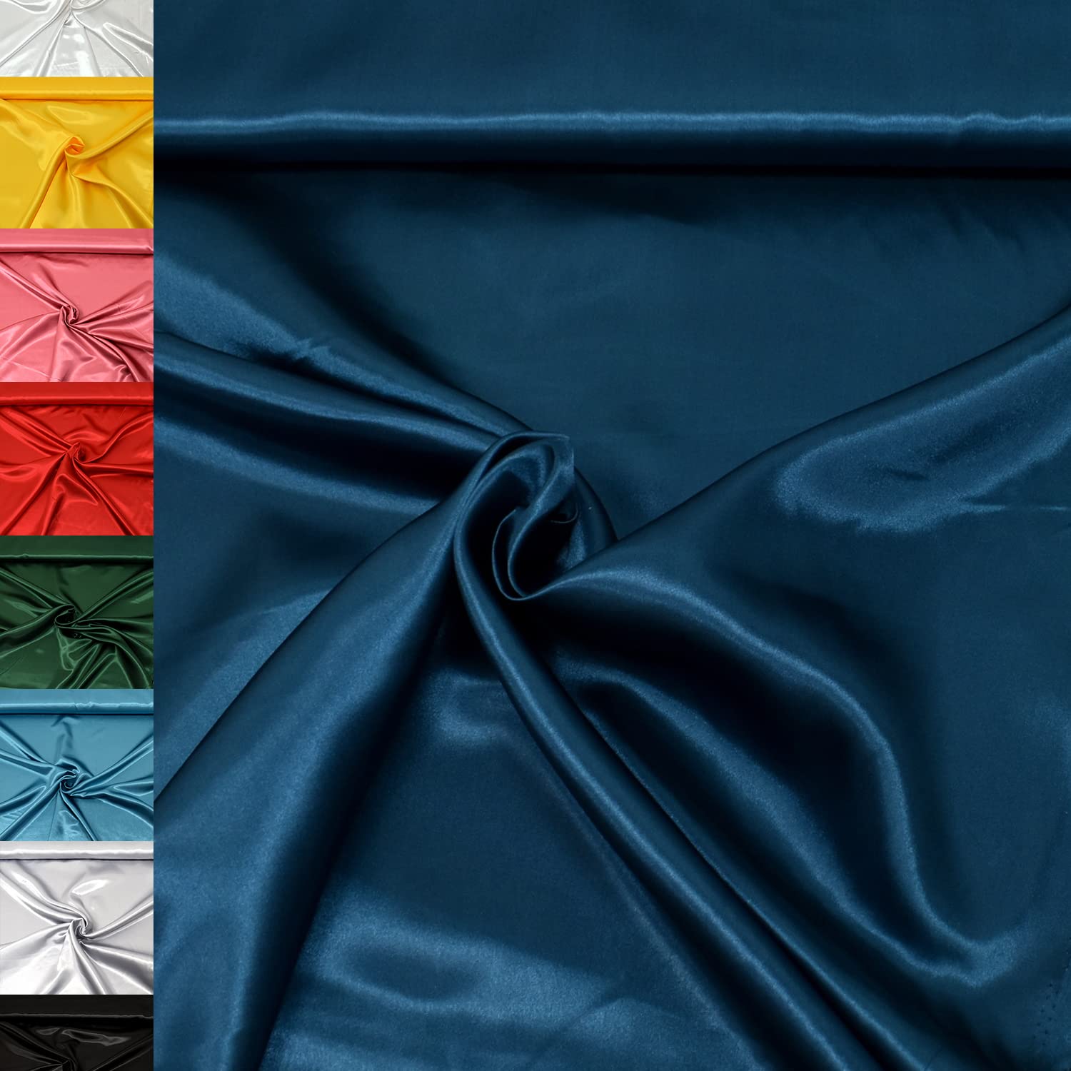 MAGAM-Stoffe 1m Estelle Satin Stoff uni ideal für Kleidung und Deko Meterware (22. Silber)