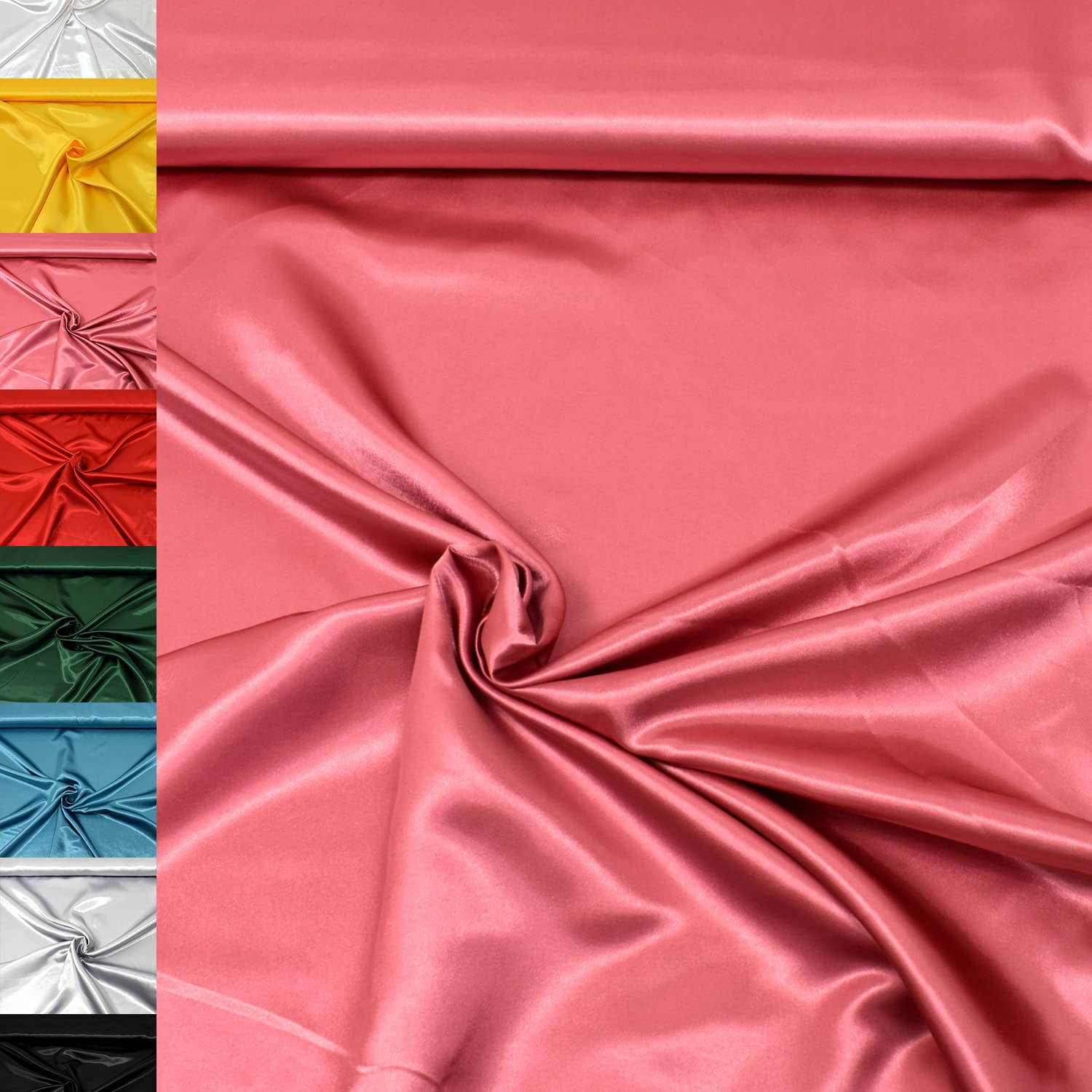 MAGAM-Stoffe 1m Estelle Satin Stoff uni ideal für Kleidung und Deko Meterware (22. Silber)