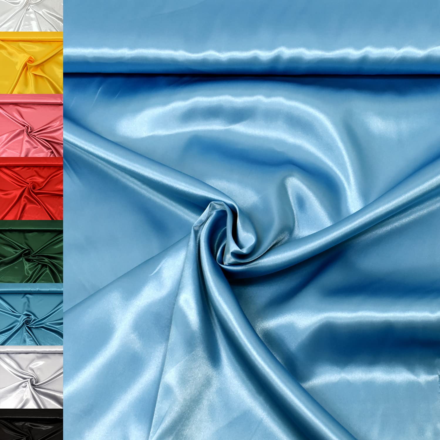 MAGAM-Stoffe 1m Estelle Satin Stoff uni ideal für Kleidung und Deko Meterware (22. Silber)