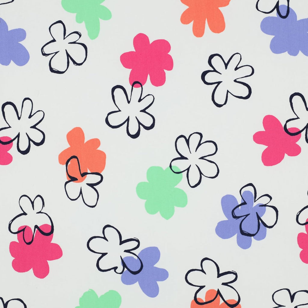 MAGAM-Stoffe Charlotte Blumen Jersey Stoff Kleider Kinder OEKO-TEX Meterware ab 50cm (Weiß)