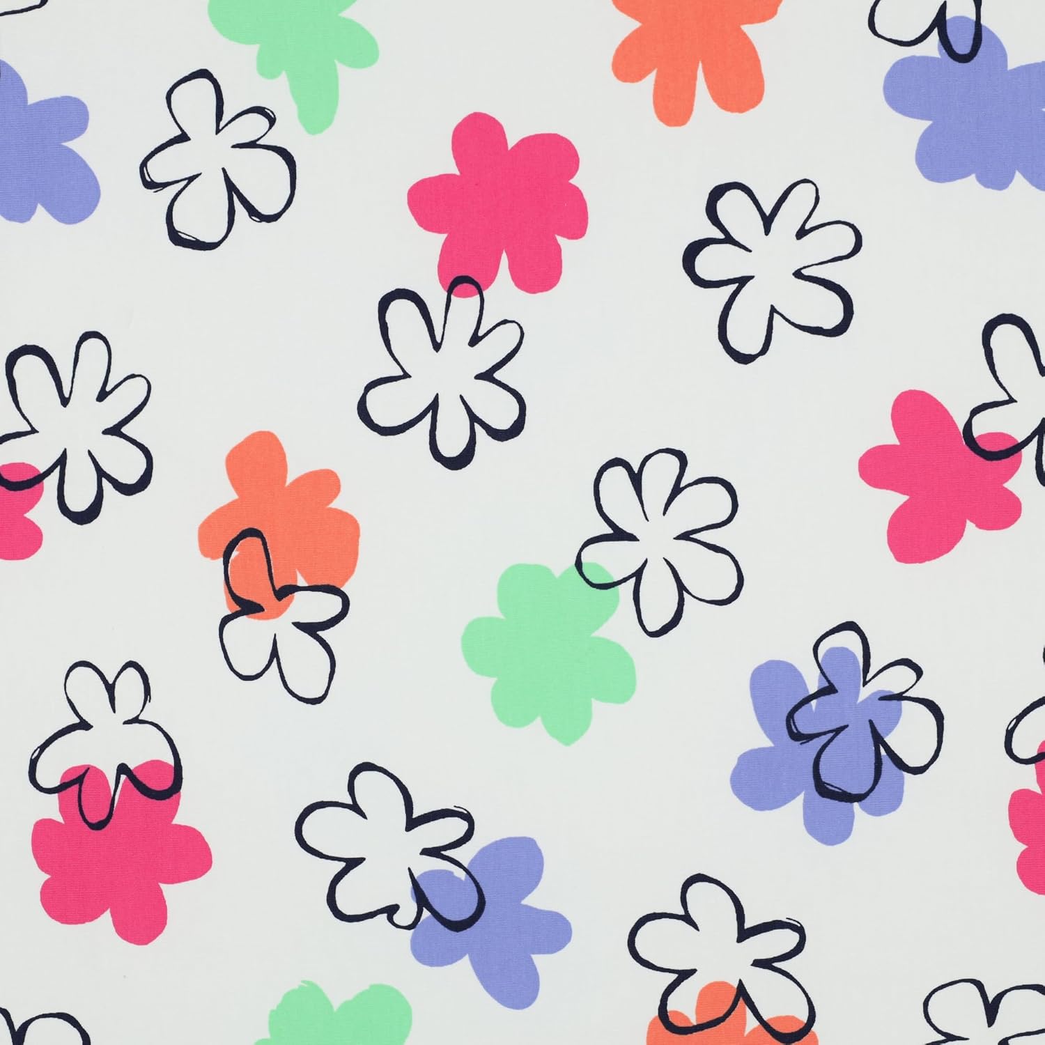 MAGAM-Stoffe Charlotte Blumen Jersey Stoff Kleider Kinder OEKO-TEX Meterware ab 50cm (Weiß)