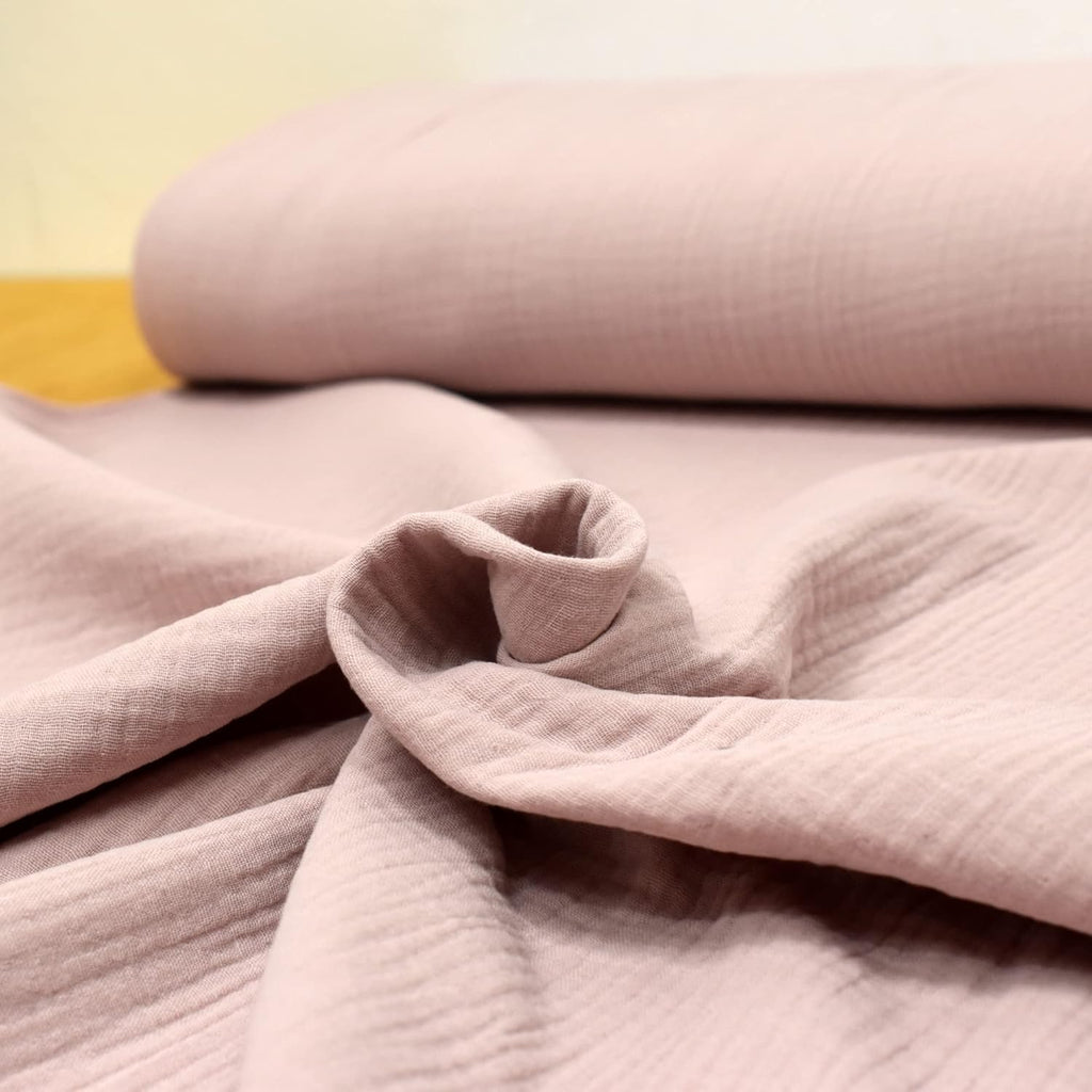 MAGAM-Stoffe Greta Musselin Stoff Double Gauze uni Oeko-Tex Meterware 50cm (07. Altrosa hell)